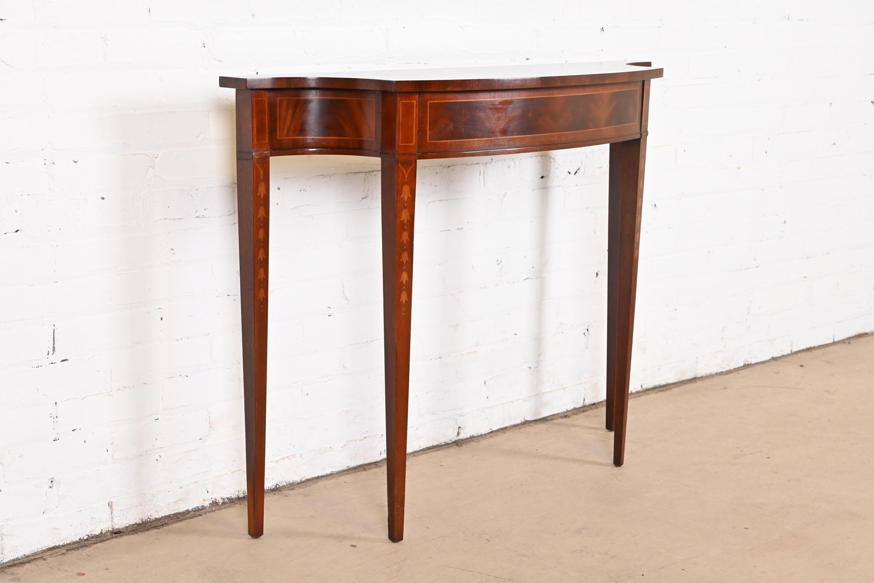 Wellington Hall Federal Inlaid Flame Mahogany Console or Entry Table 2