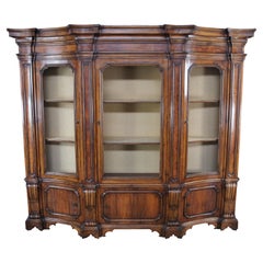 Wellington Hall Italian Walnut Library Bookcase Breakfront Display Cabinet Mesh