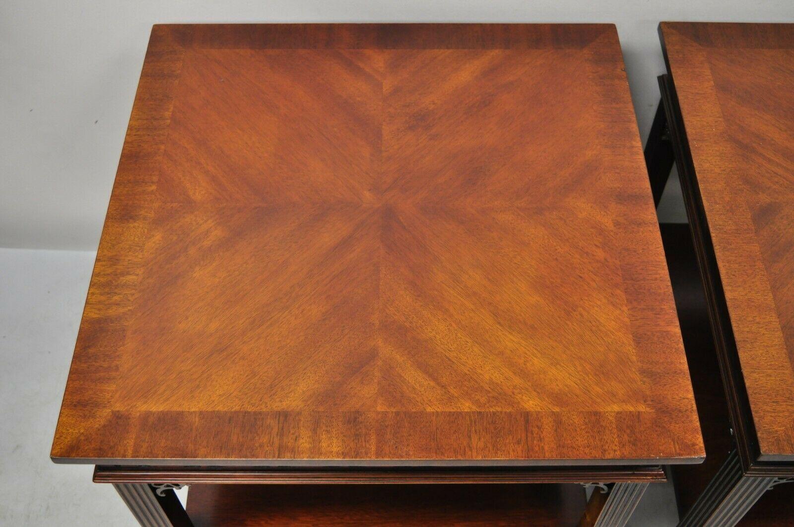 Wellington Hall Mahogany Chinese Chippendale Fretwork End Tables, a Pair In Good Condition In Philadelphia, PA