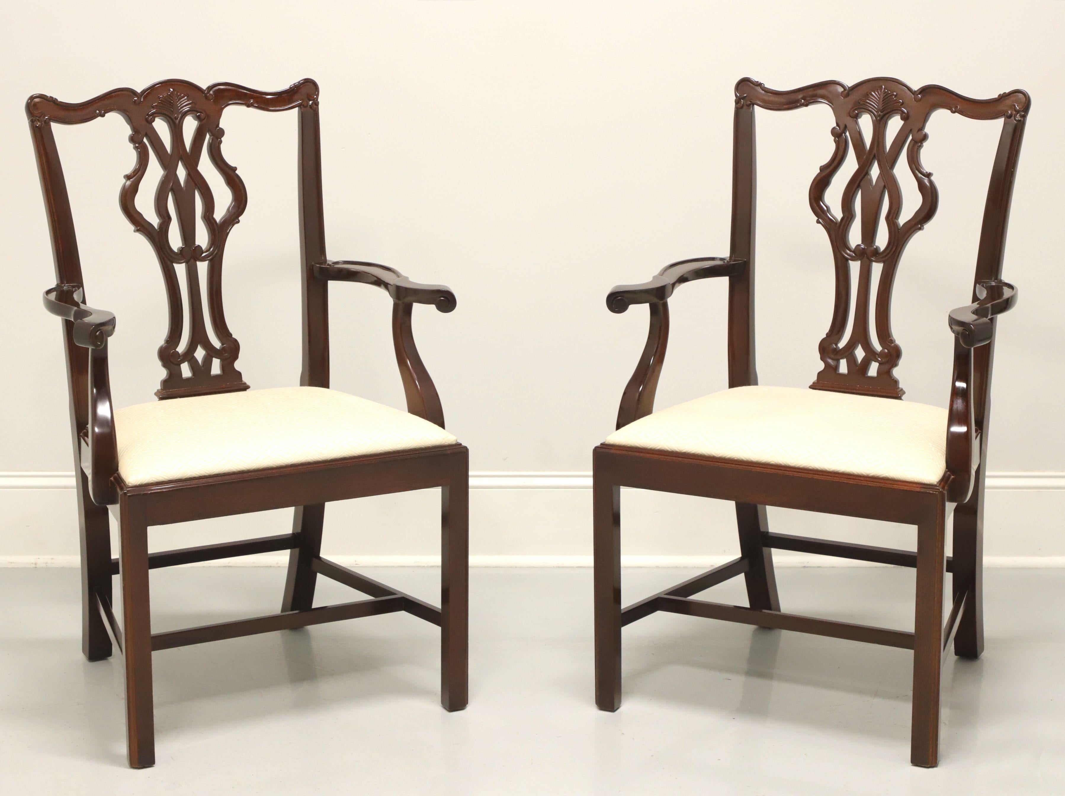 WELLINGTON HALL Mahogany Chippendale Straight Leg Dining Armchairs - Pair A For Sale 6