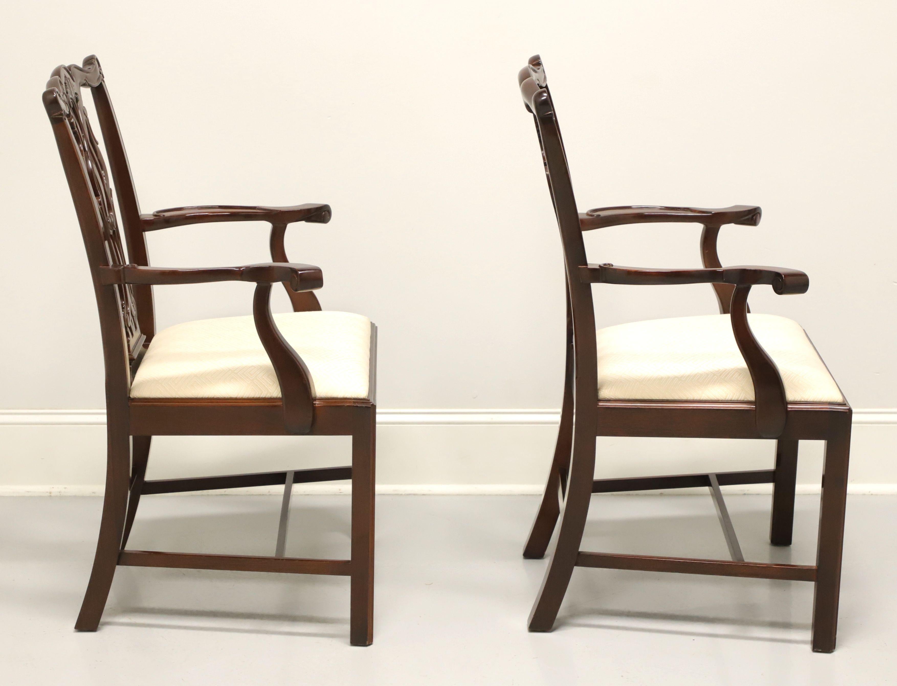WELLINGTON HALL Mahogany Chippendale Straight Leg Dining Armchairs - Pair A In Good Condition For Sale In Charlotte, NC