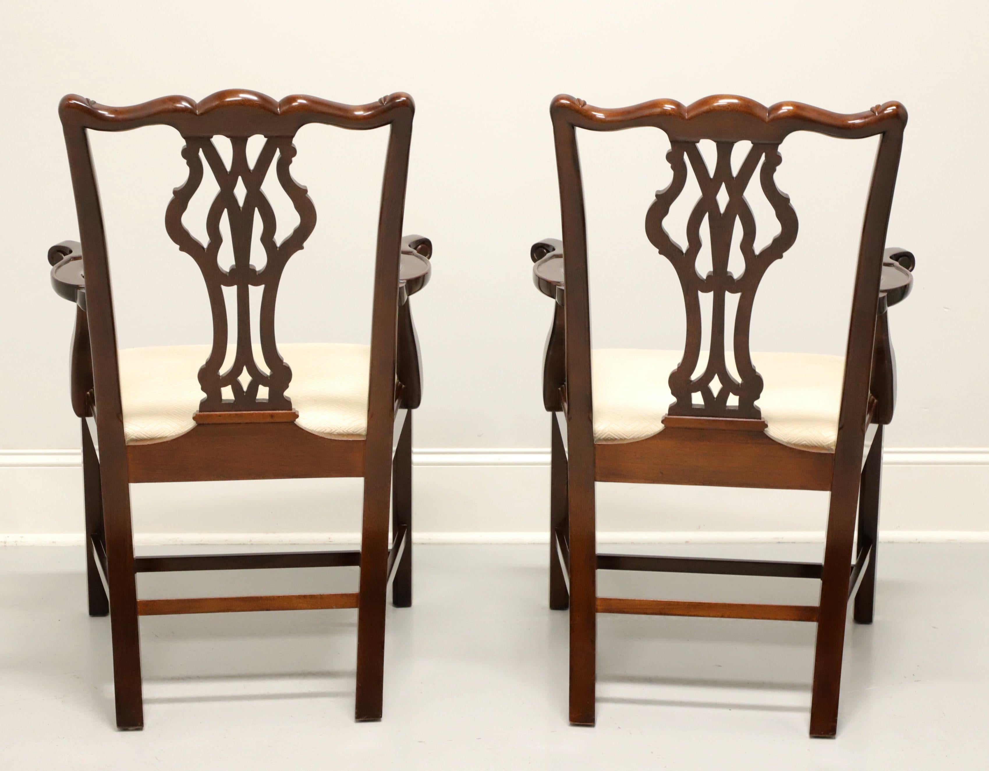 20th Century WELLINGTON HALL Mahogany Chippendale Straight Leg Dining Armchairs - Pair A For Sale
