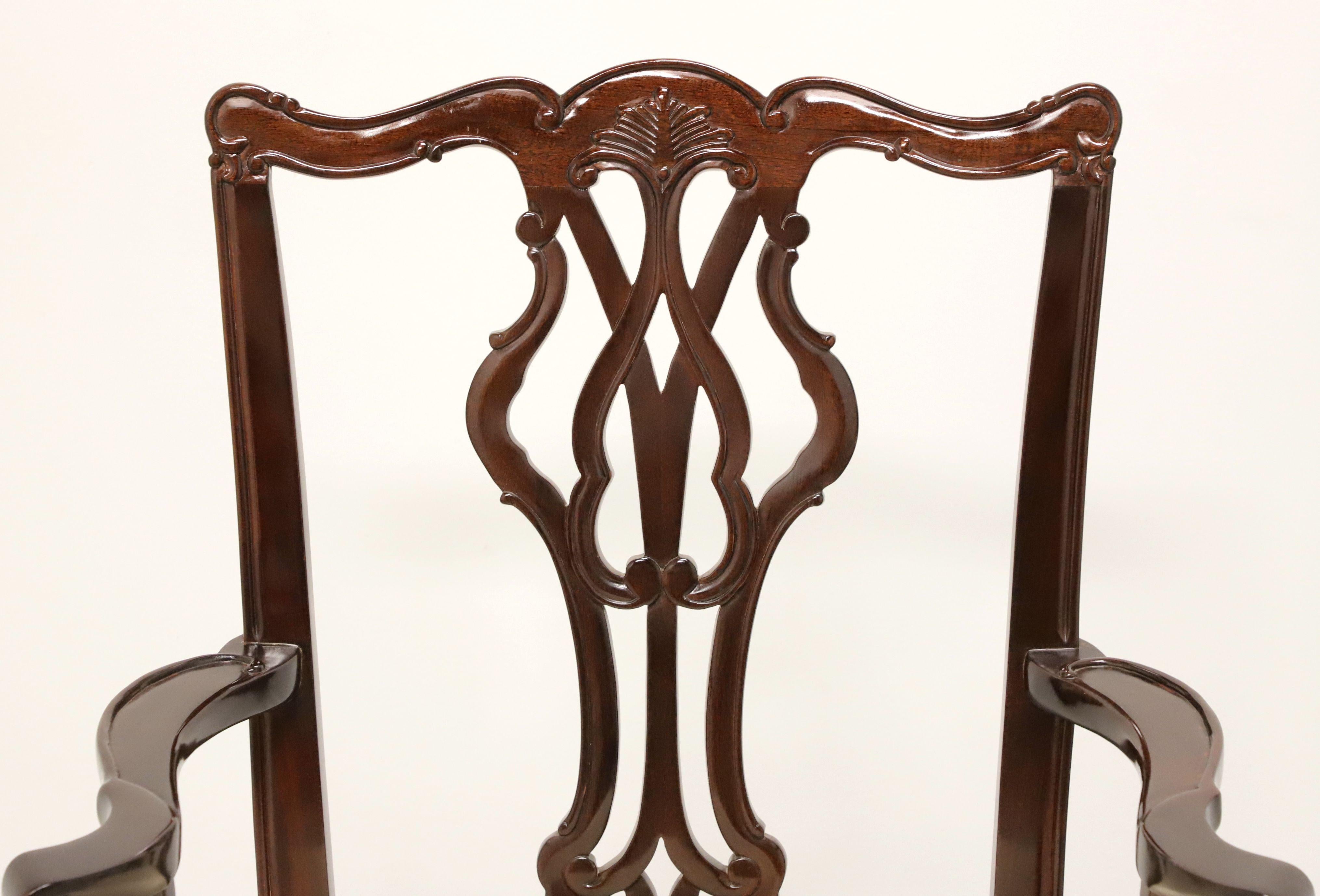 WELLINGTON HALL Mahogany Chippendale Straight Leg Dining Armchairs - Pair A For Sale 1