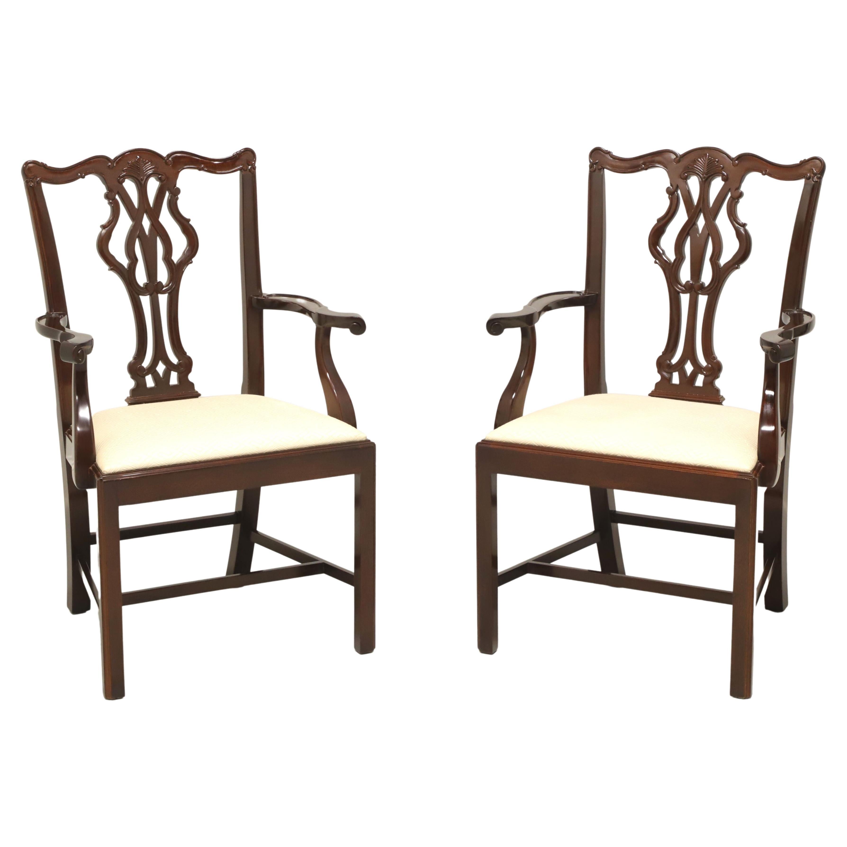 WELLINGTON HALL Mahogany Chippendale Straight Leg Dining Armchairs - Pair A