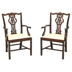 Retro WELLINGTON HALL Mahogany Chippendale Straight Leg Dining Armchairs - Pair A