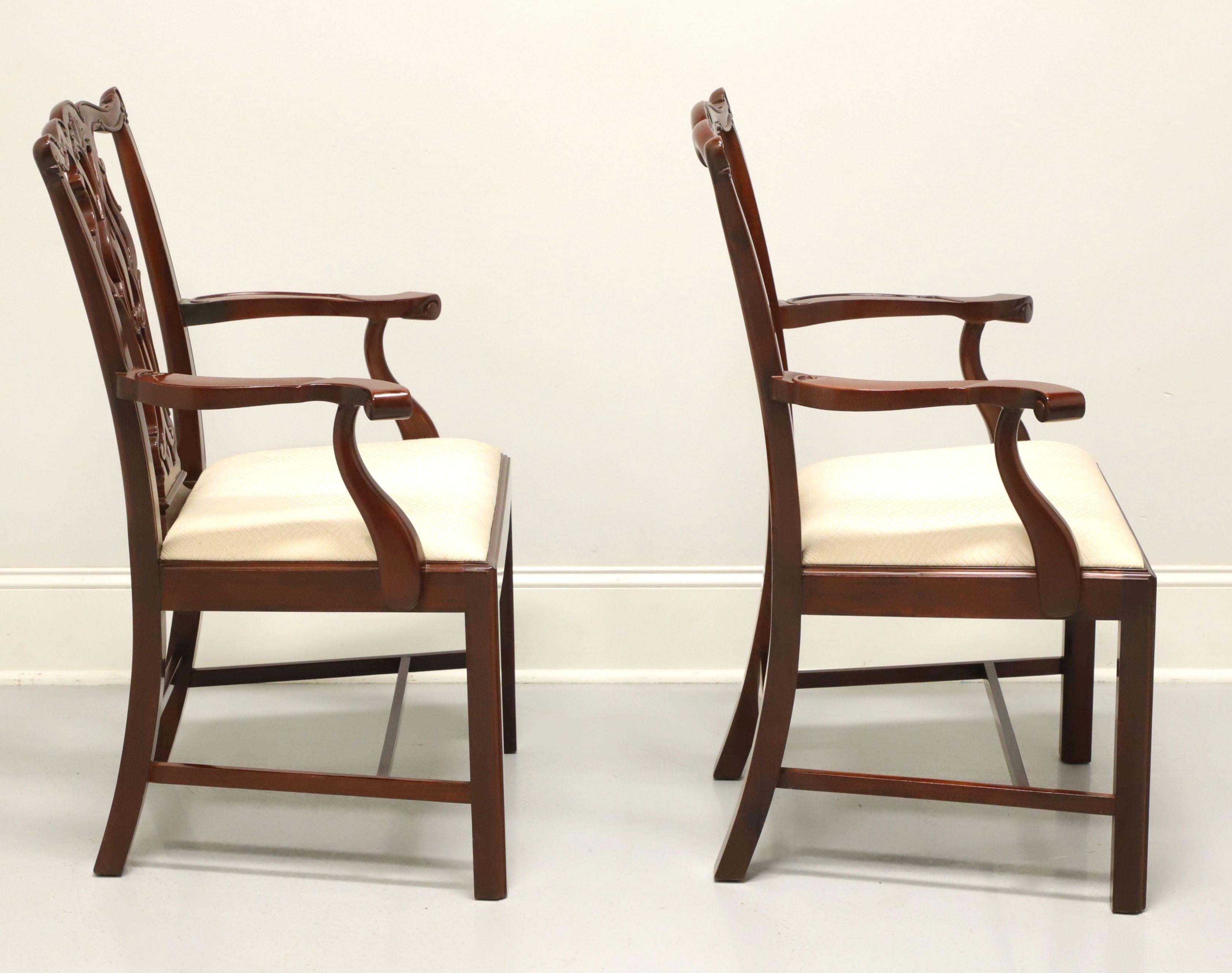 WELLINGTON HALL Mahogany Chippendale Straight Leg Dining Armchairs - Pair B In Good Condition In Charlotte, NC