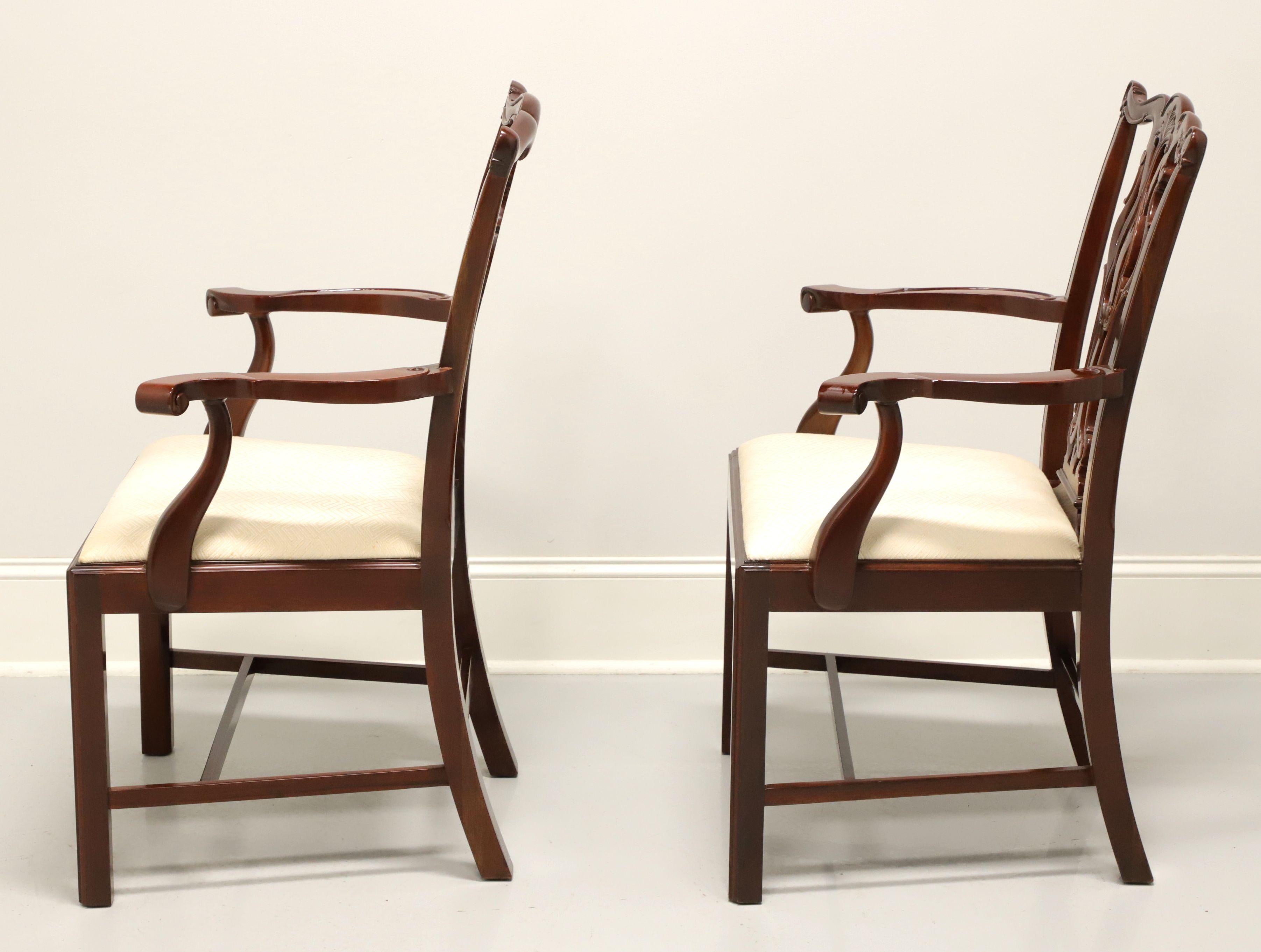 Fabric WELLINGTON HALL Mahogany Chippendale Straight Leg Dining Armchairs - Pair B