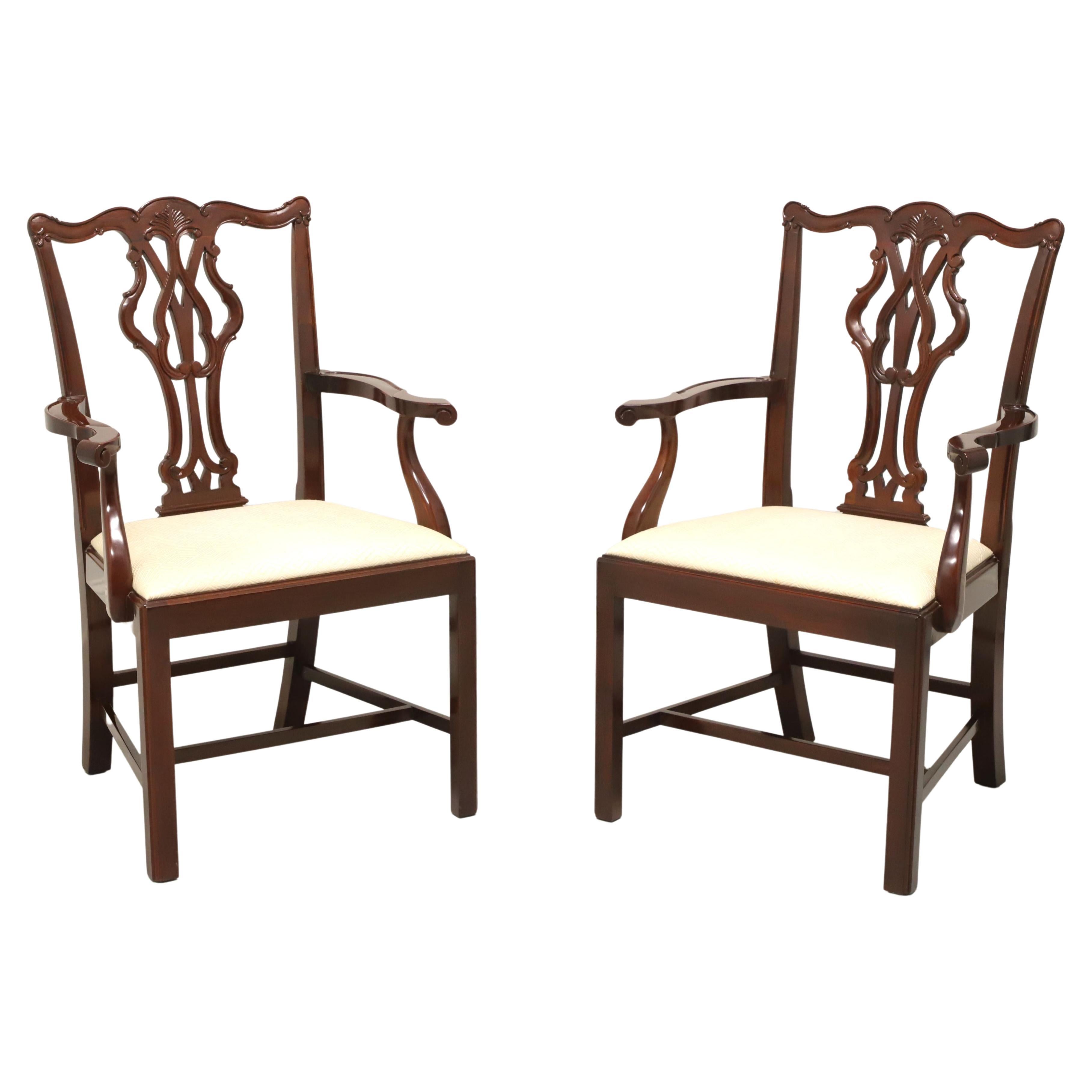 WELLINGTON HALL Mahogany Chippendale Straight Leg Dining Armchairs - Pair B