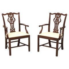 Vintage WELLINGTON HALL Mahogany Chippendale Straight Leg Dining Armchairs - Pair B