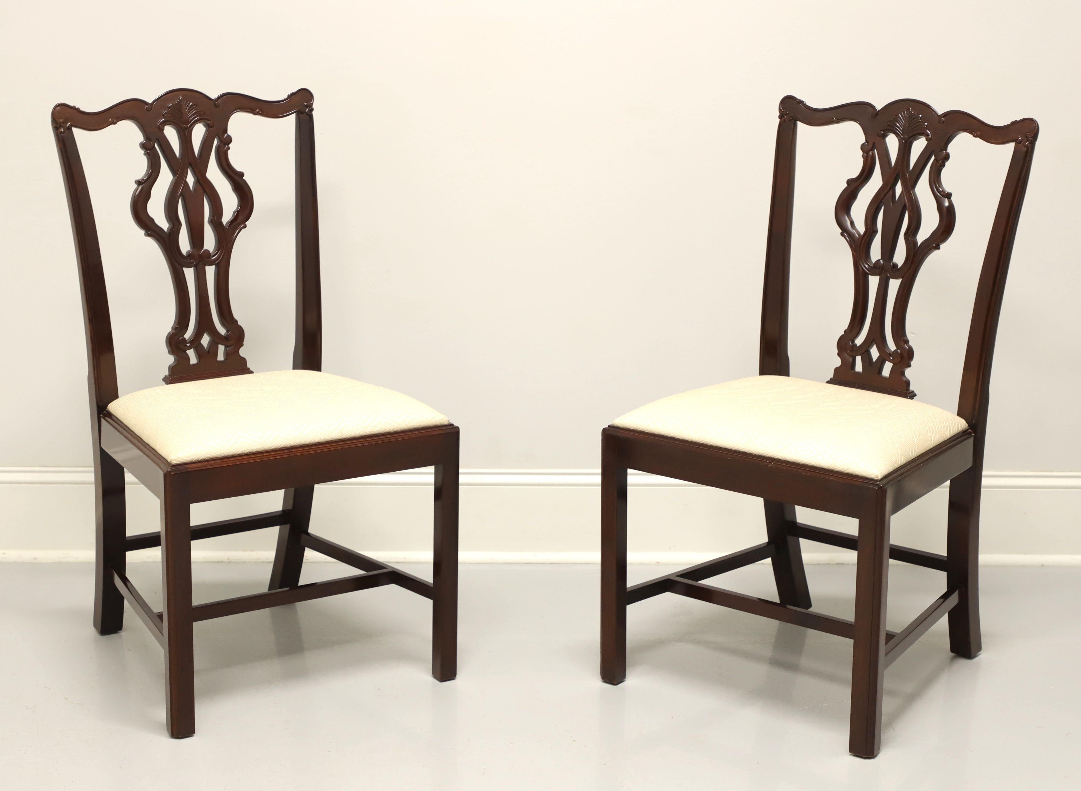 WELLINGTON HALL Mahogany Chippendale Straight Leg Dining Side Chairs - Pair A For Sale 2