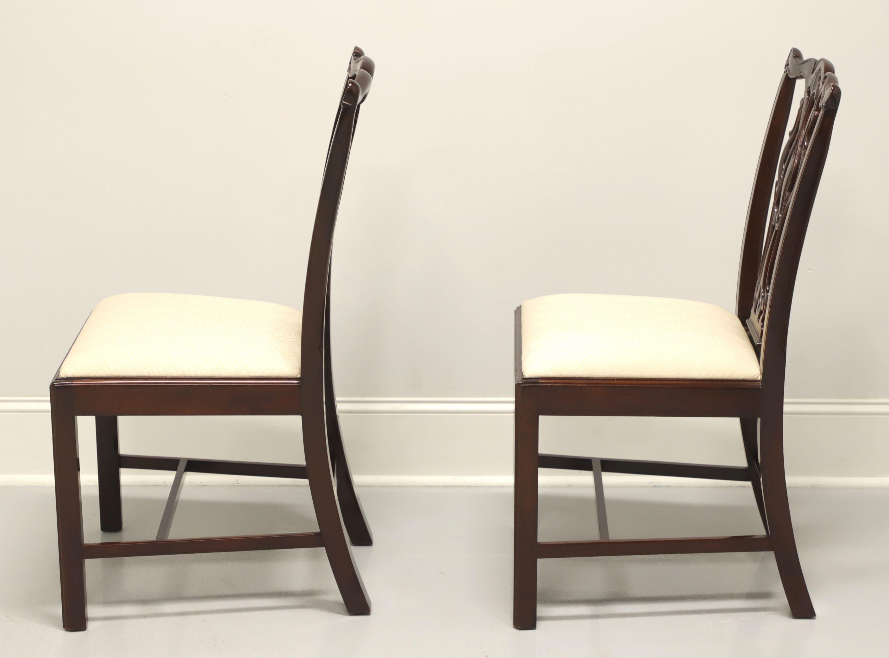 American WELLINGTON HALL Mahogany Chippendale Straight Leg Dining Side Chairs - Pair A For Sale