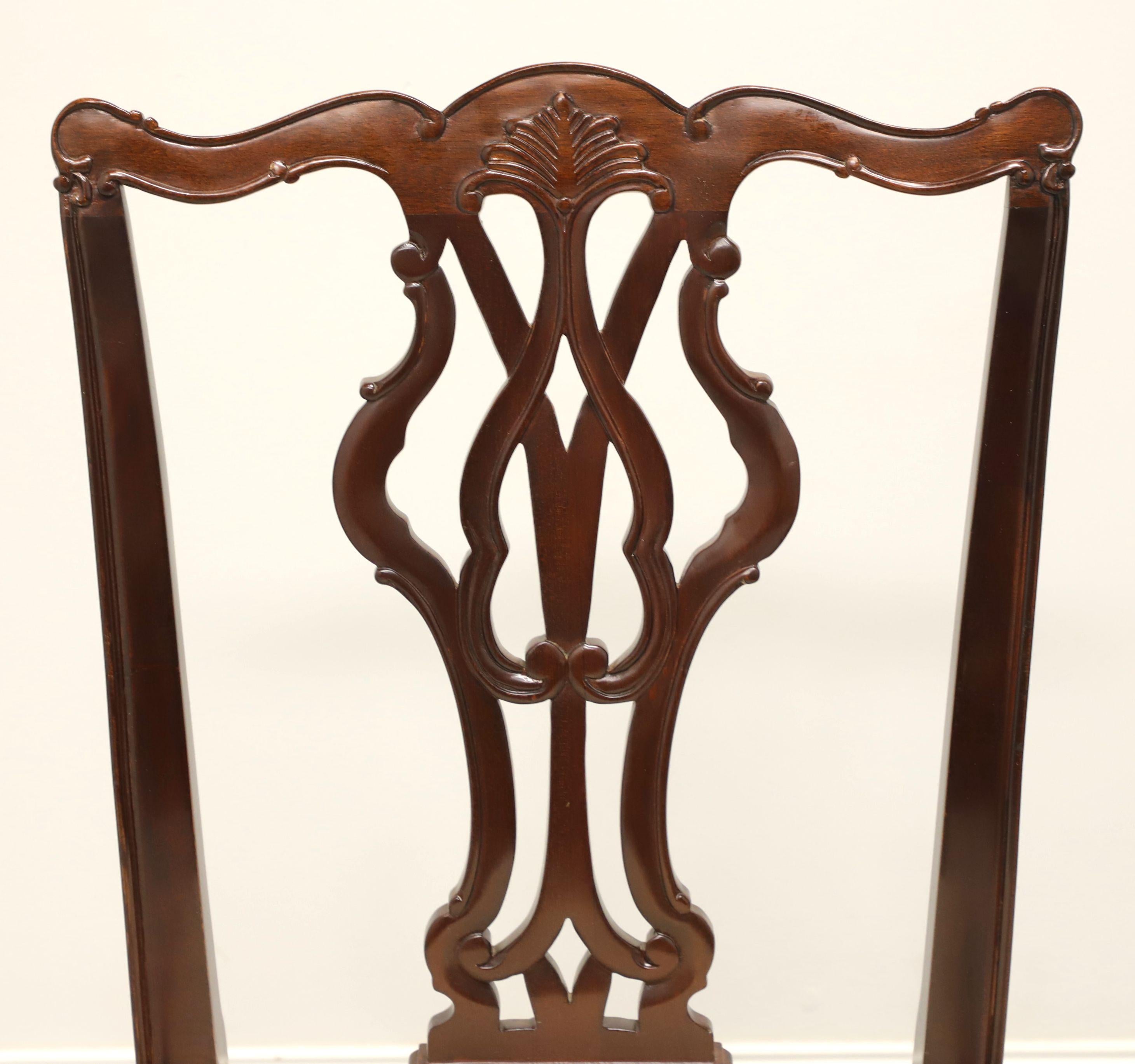 WELLINGTON HALL Mahogany Chippendale Straight Leg Dining Side Chairs - Pair A In Good Condition For Sale In Charlotte, NC