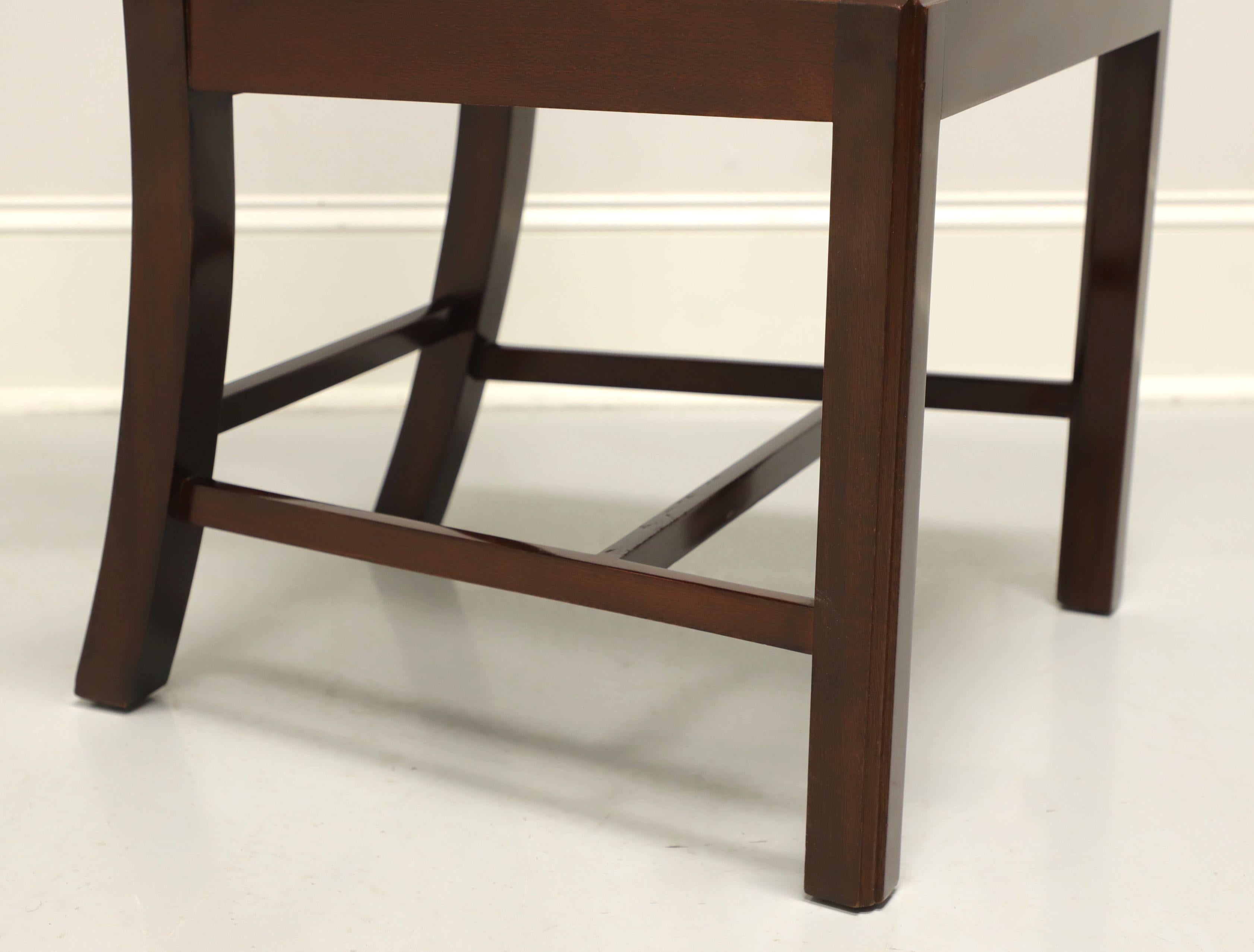 Fabric WELLINGTON HALL Mahogany Chippendale Straight Leg Dining Side Chairs - Pair A For Sale