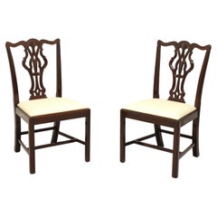 Vintage WELLINGTON HALL Mahogany Chippendale Straight Leg Dining Side Chairs - Pair A