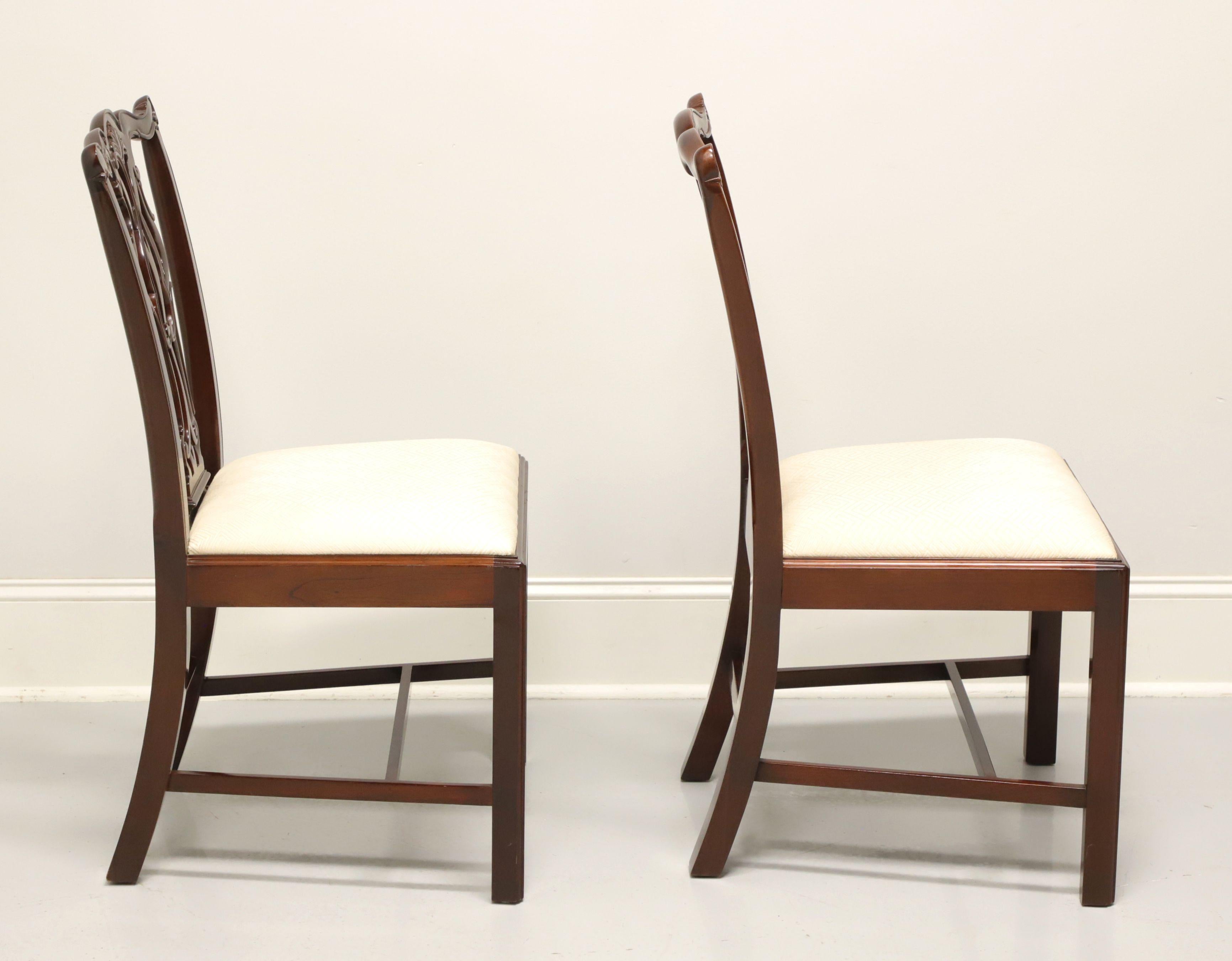 American WELLINGTON HALL Mahogany Chippendale Straight Leg Dining Side Chairs - Pair B For Sale