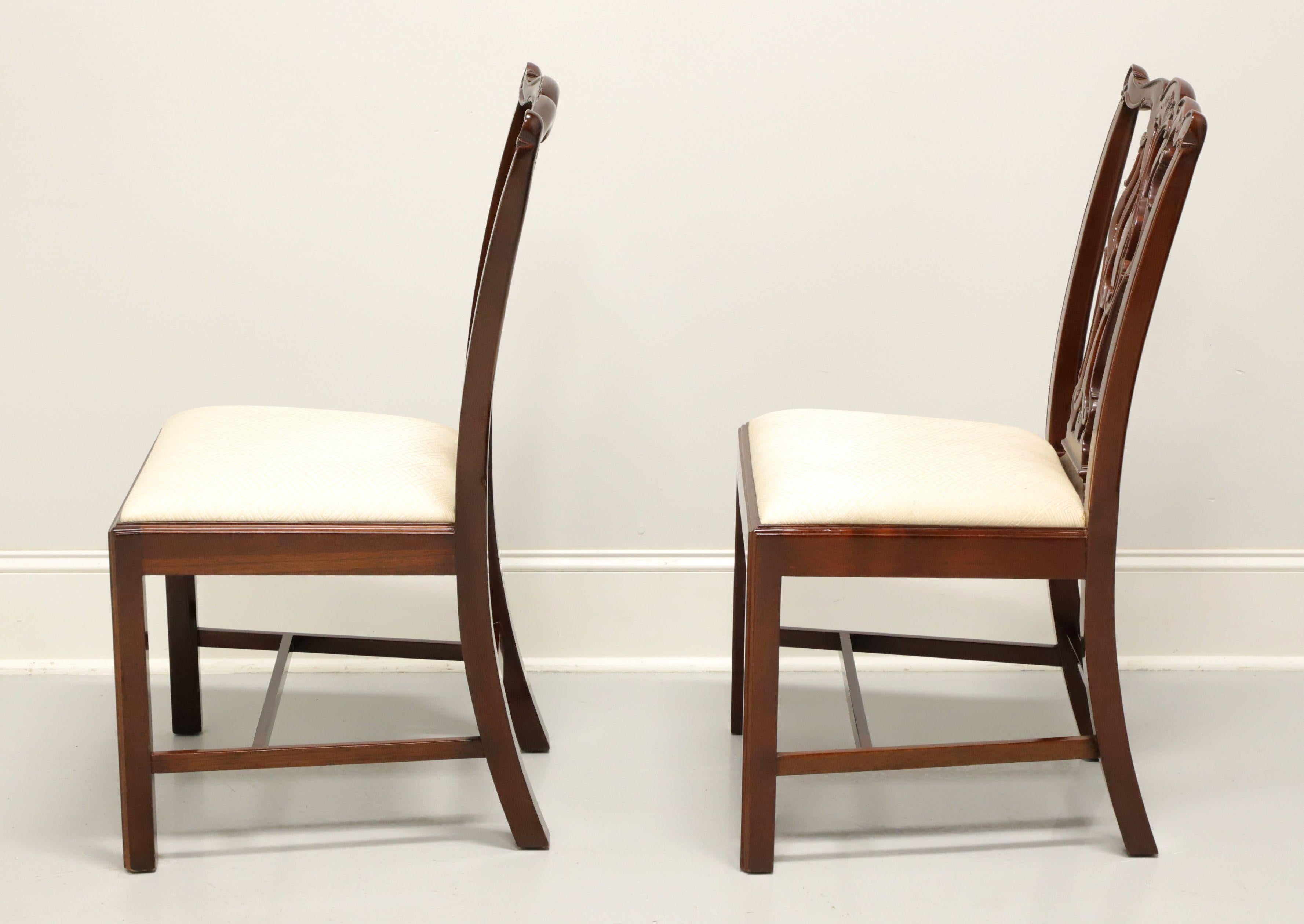 20th Century WELLINGTON HALL Mahogany Chippendale Straight Leg Dining Side Chairs - Pair B For Sale