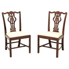 Vintage WELLINGTON HALL Mahogany Chippendale Straight Leg Dining Side Chairs - Pair B