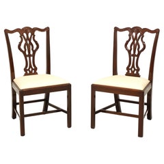 Vintage WELLINGTON HALL Mahogany Chippendale Straight Leg Dining Side Chairs - Pair C
