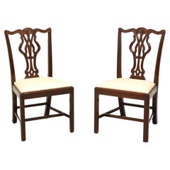 Retro WELLINGTON HALL Mahogany Chippendale Straight Leg Dining Side Chairs - Pair C