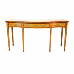 Wellington Hall Reproduction Adams Decorated Satinwood & Mahogany Table c1930