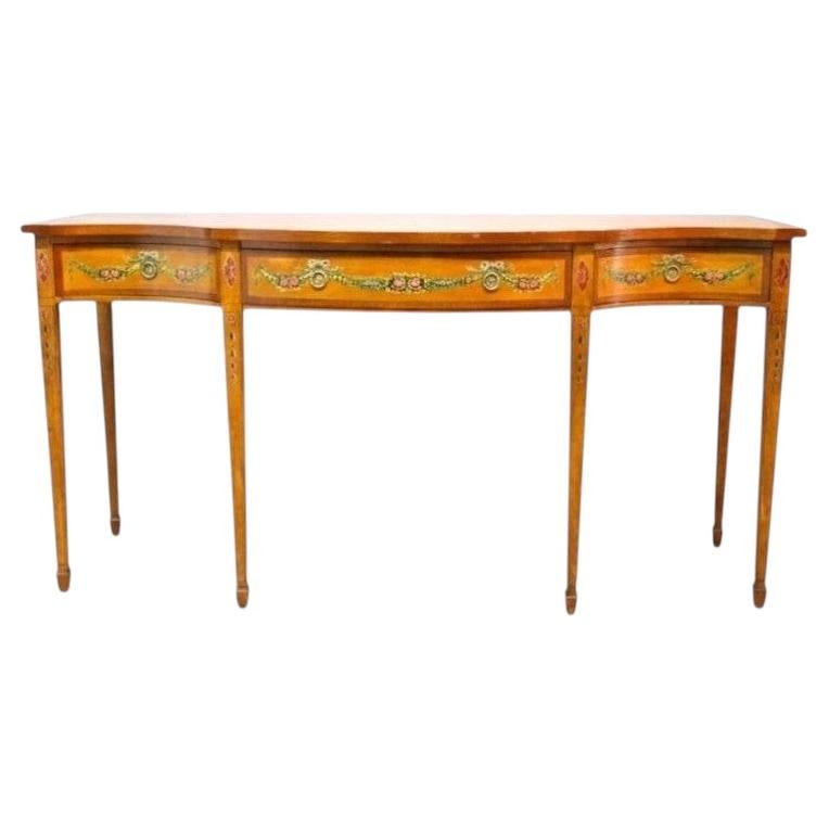 Wellington Hall Reproduction Adams Decorated Satinwood & Mahogany Table c1930