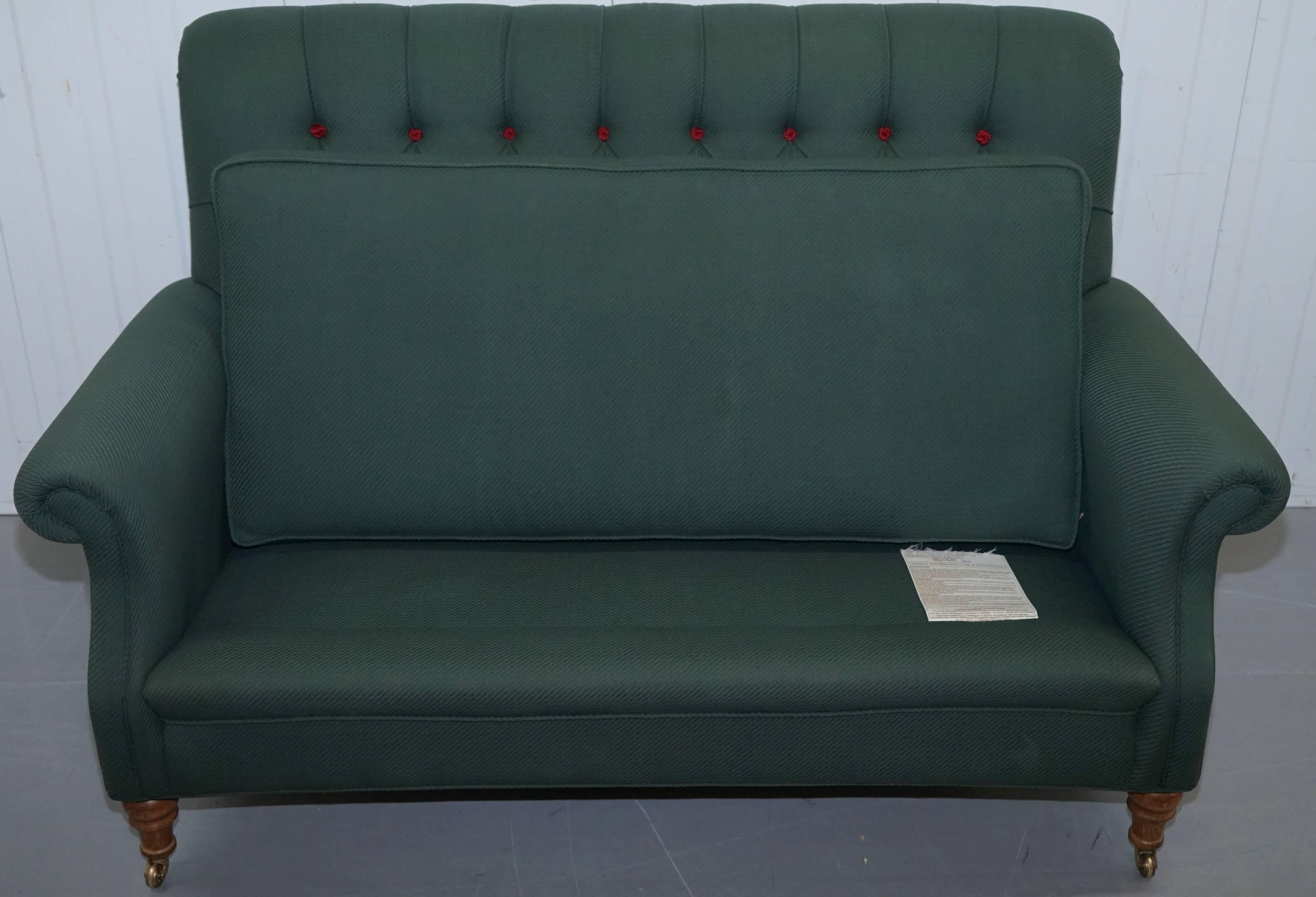 Wellington Model Howard Style Chesterfield Green Upholstery Two-Seat Bench Sofa 5