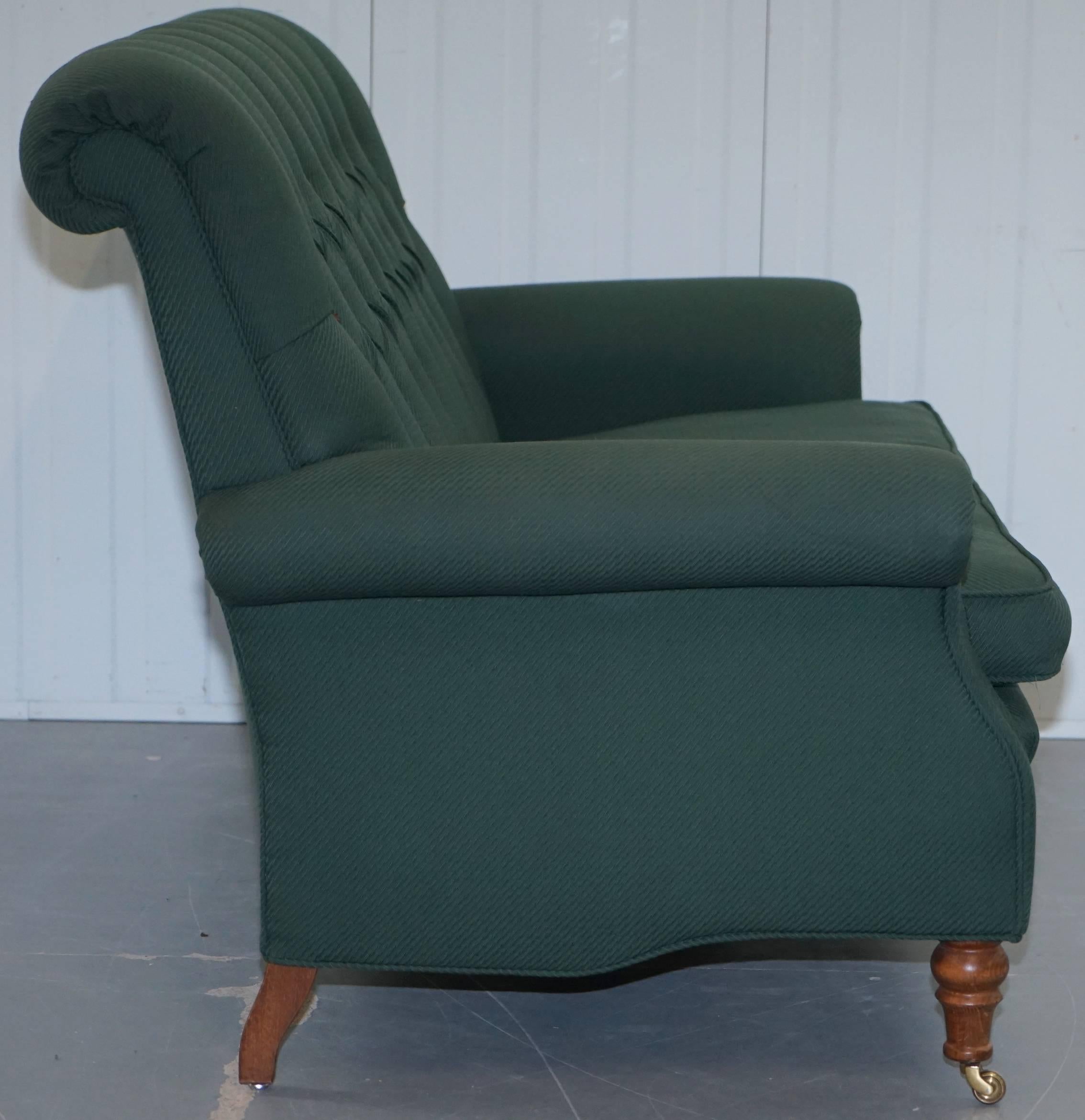 Wellington Model Howard Style Chesterfield Green Upholstery Two-Seat Bench Sofa 8
