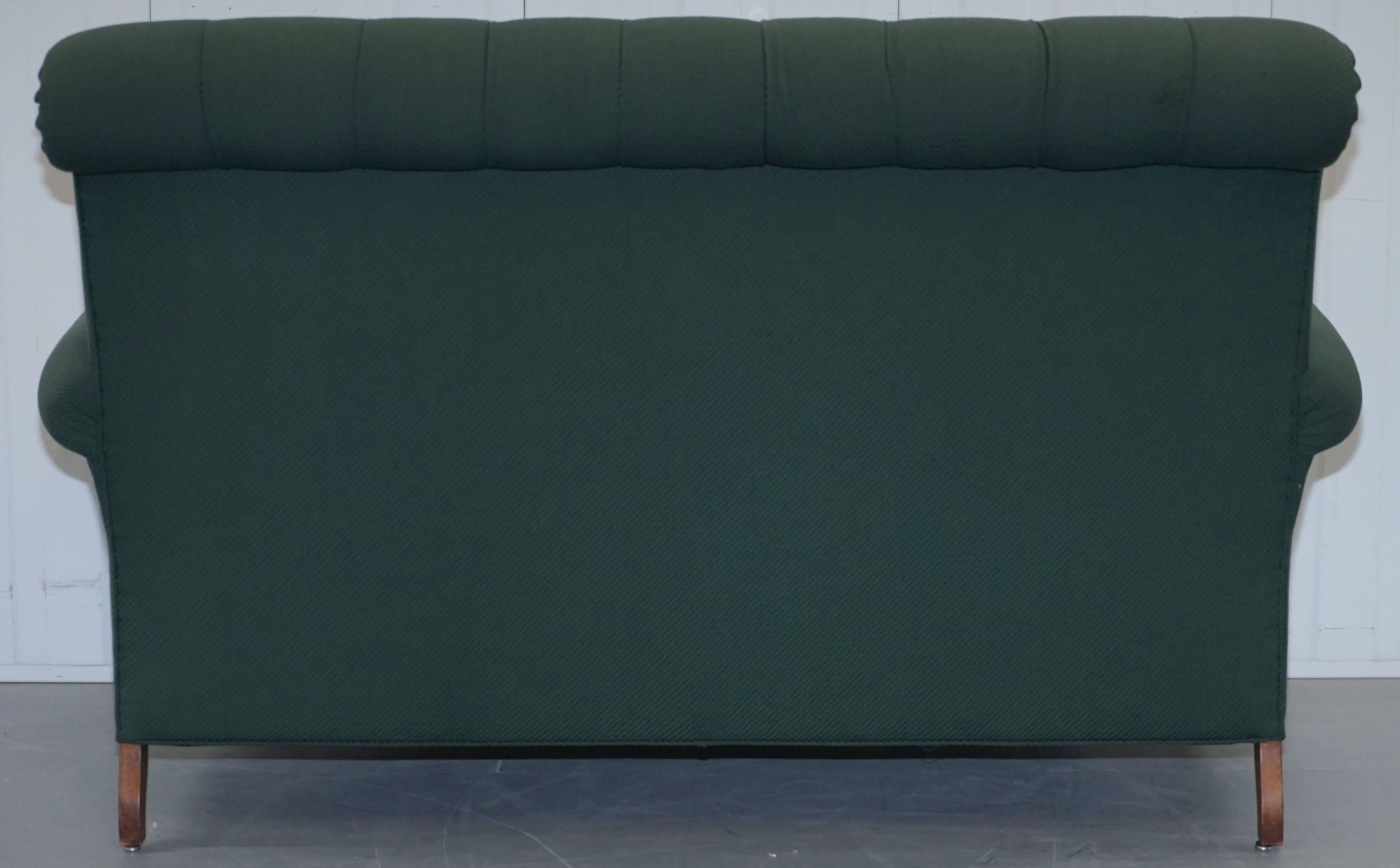 Wellington Model Howard Style Chesterfield Green Upholstery Two-Seat Bench Sofa 9