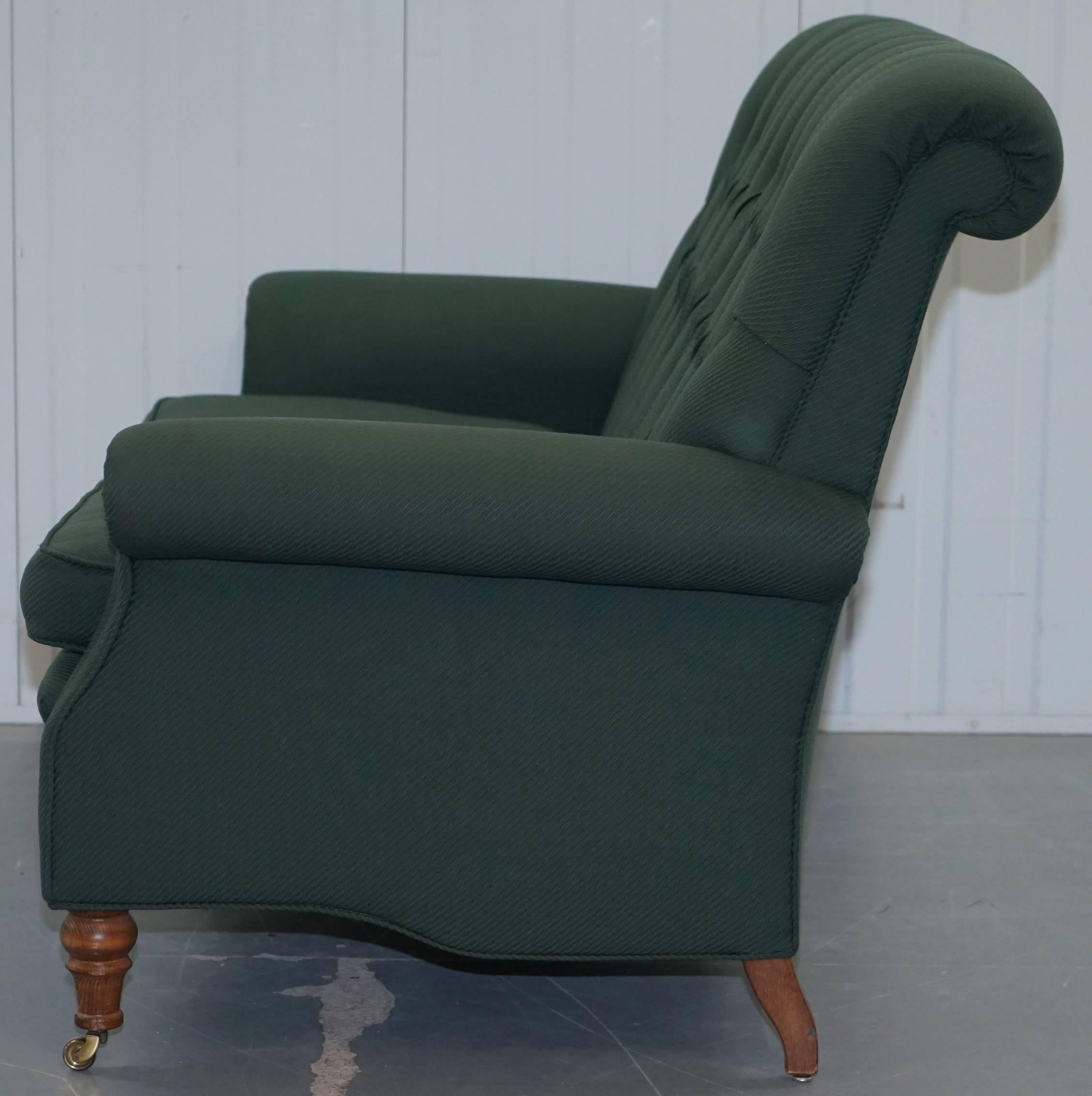 Wellington Model Howard Style Chesterfield Green Upholstery Two-Seat Bench Sofa 10