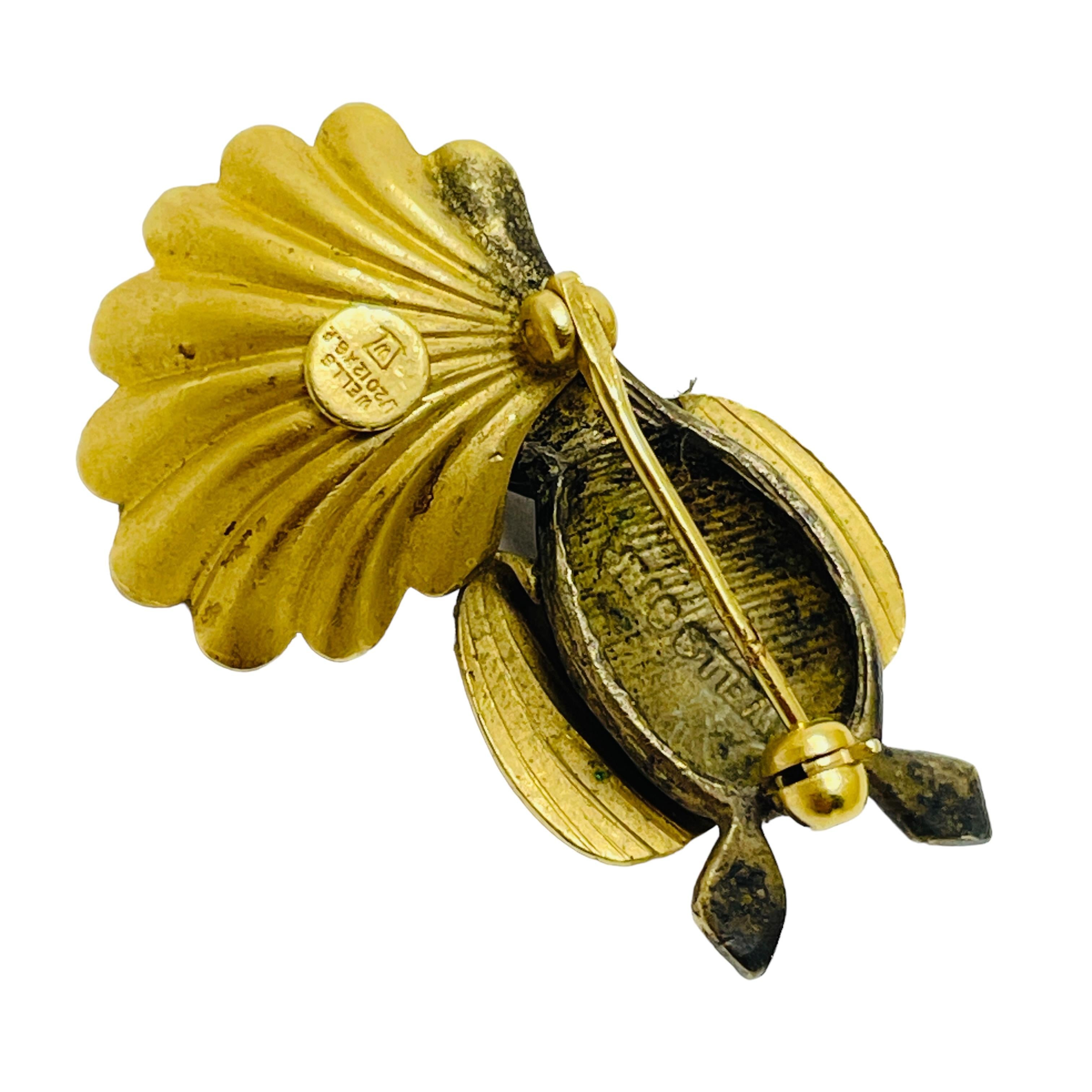 WELLS Broche de créateur en forme de petit canard remplie d'or 12 carats Bon état - En vente à Palos Hills, IL