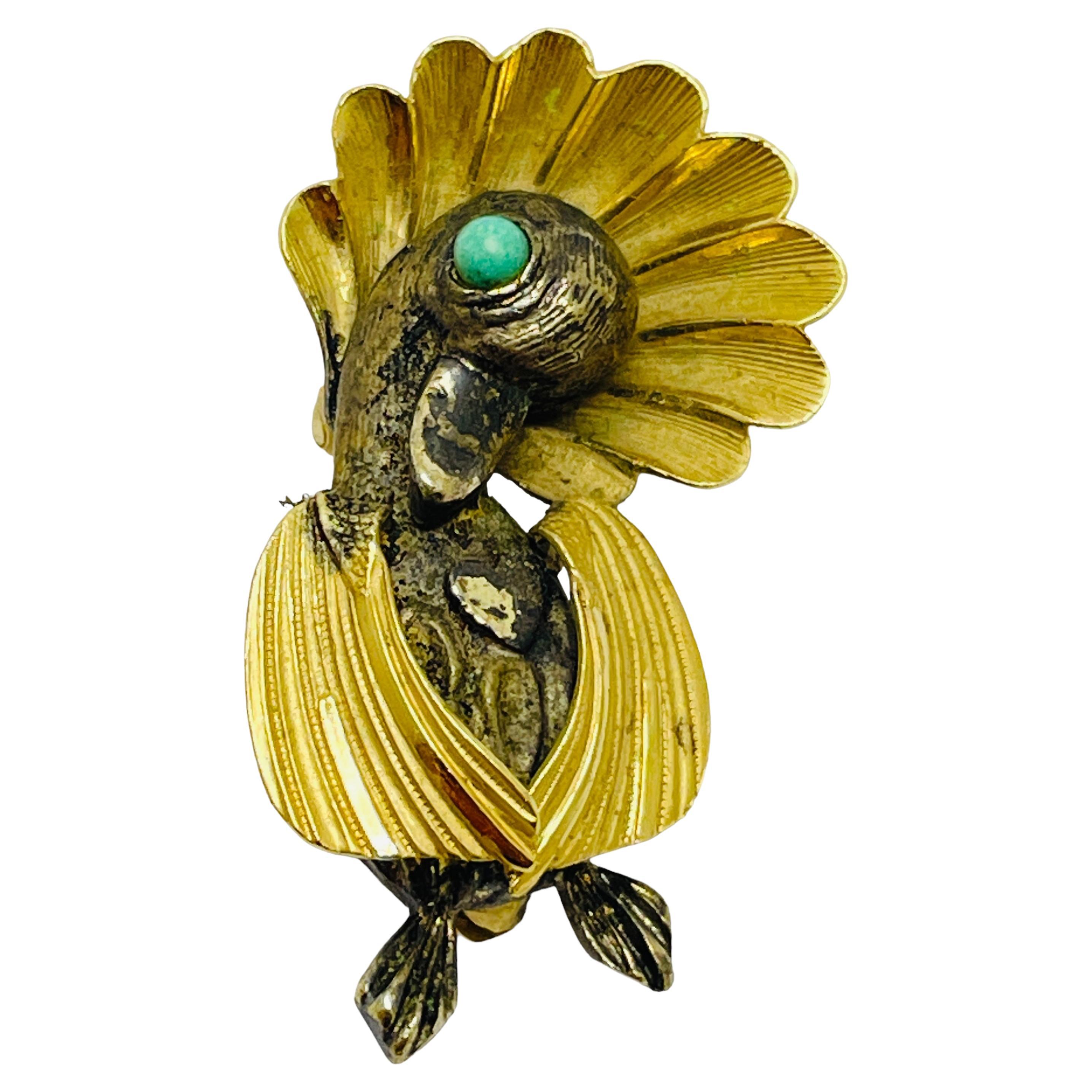 WELLS Broche de créateur en forme de petit canard remplie d'or 12 carats