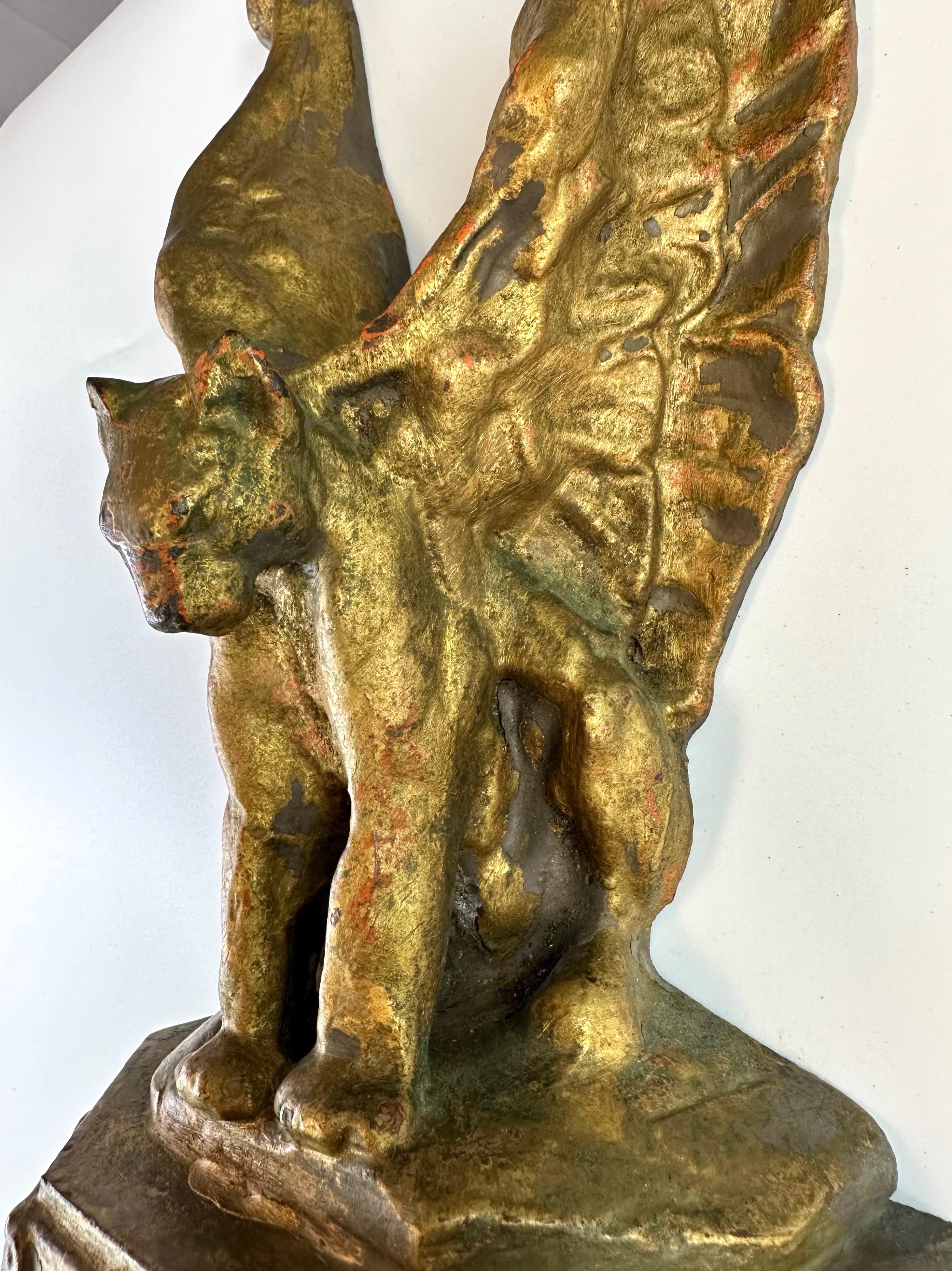 Wells Fargo Building Gilt Cast Iron Winged Mountain Lion Grotesque, circa 1910 4