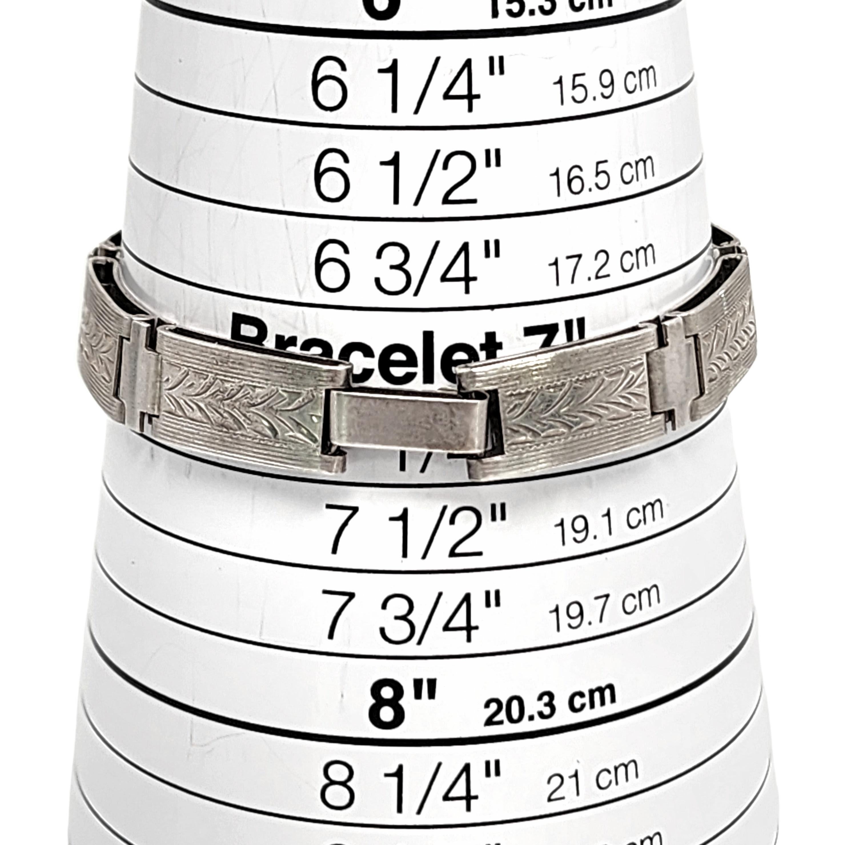 Wells Sterling Silver Etched Link Bracelet #14647 For Sale 6