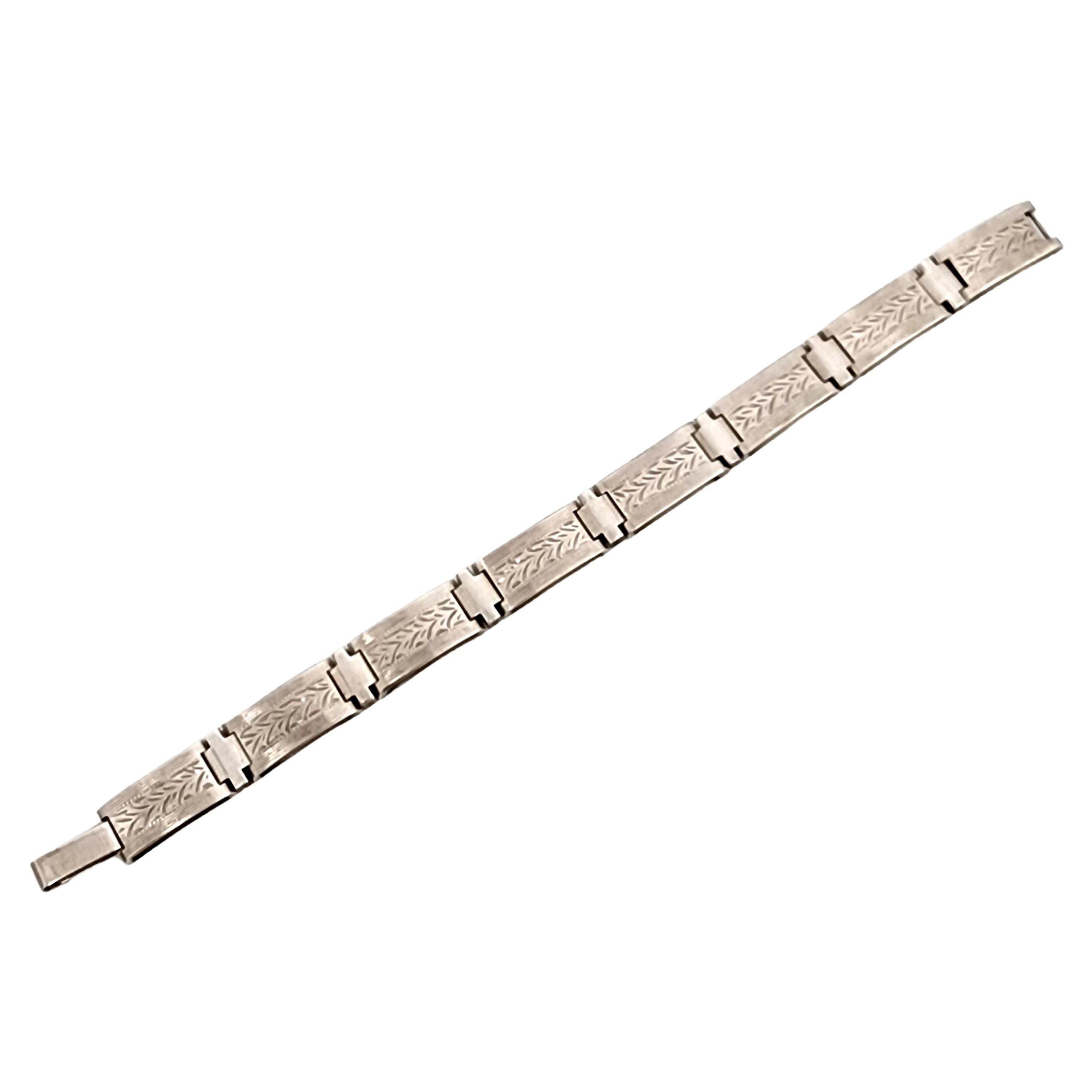 Wells Sterling Silver Etched Link Bracelet #14647 For Sale 1
