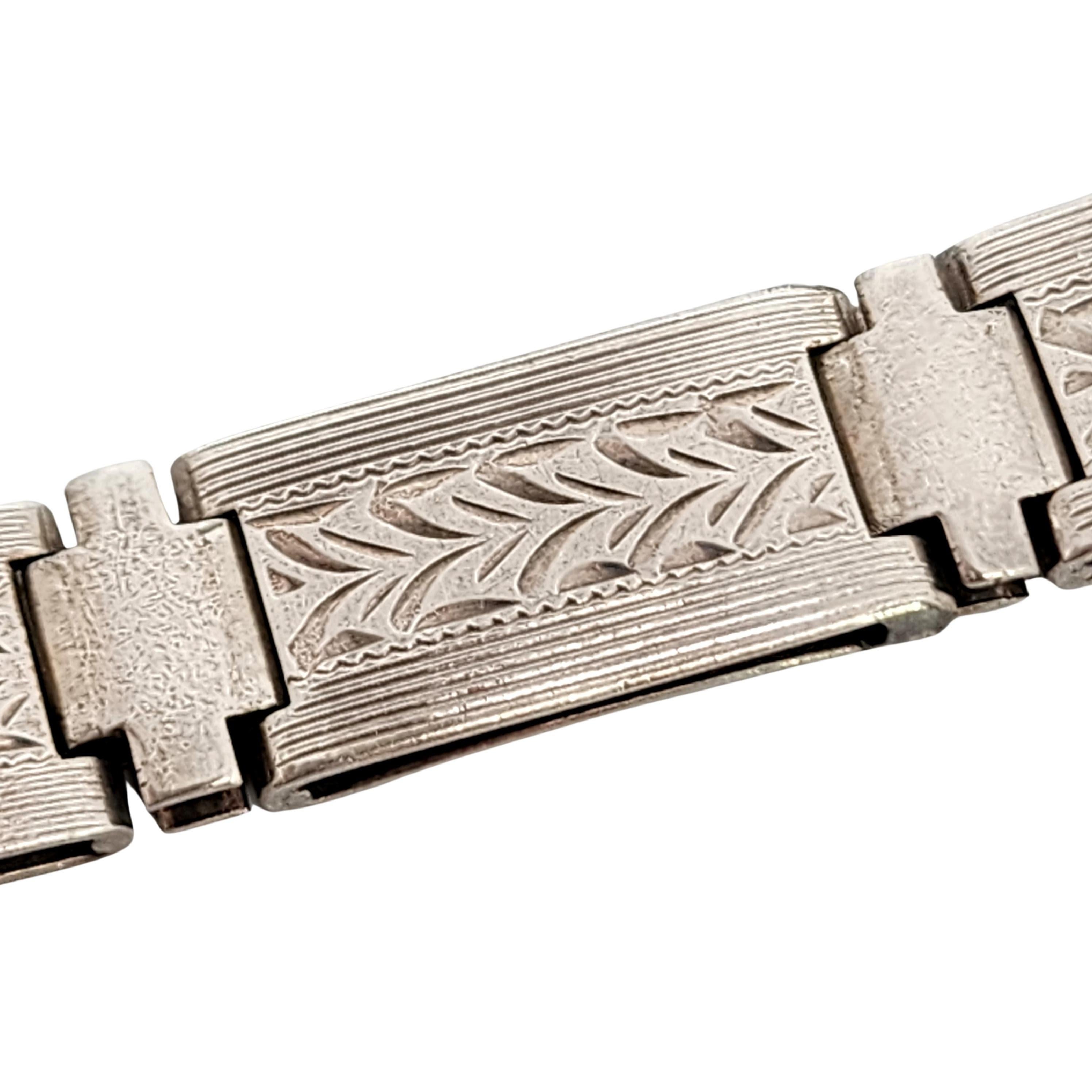 Wells Sterling Silver Etched Link Bracelet #14647 For Sale 3