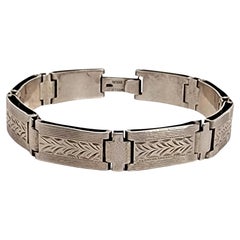 Wells, geätztes Gliederarmband aus Sterlingsilber #14647