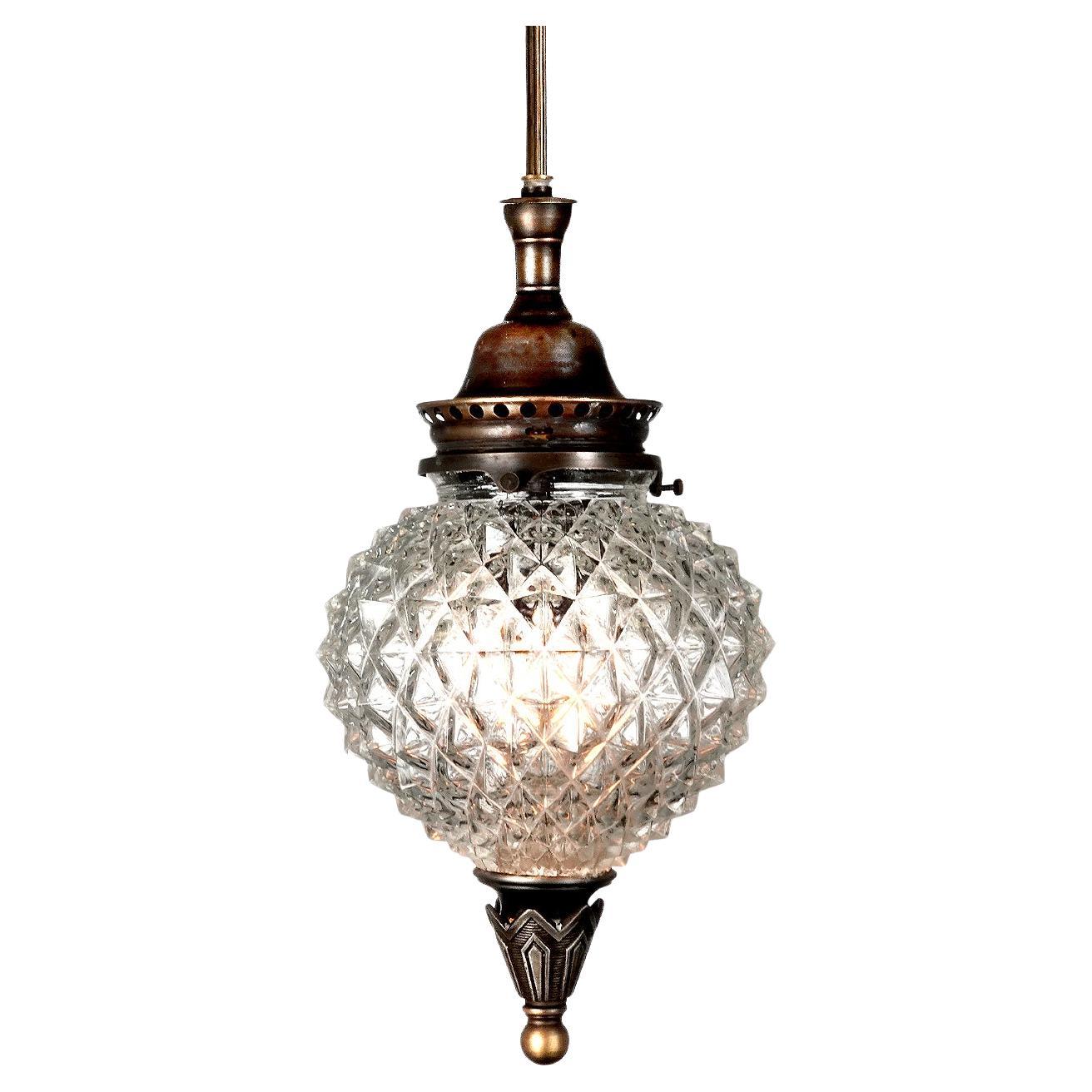 Welsbach Cut Crystal Style Gas Lamp... Electrified For Sale