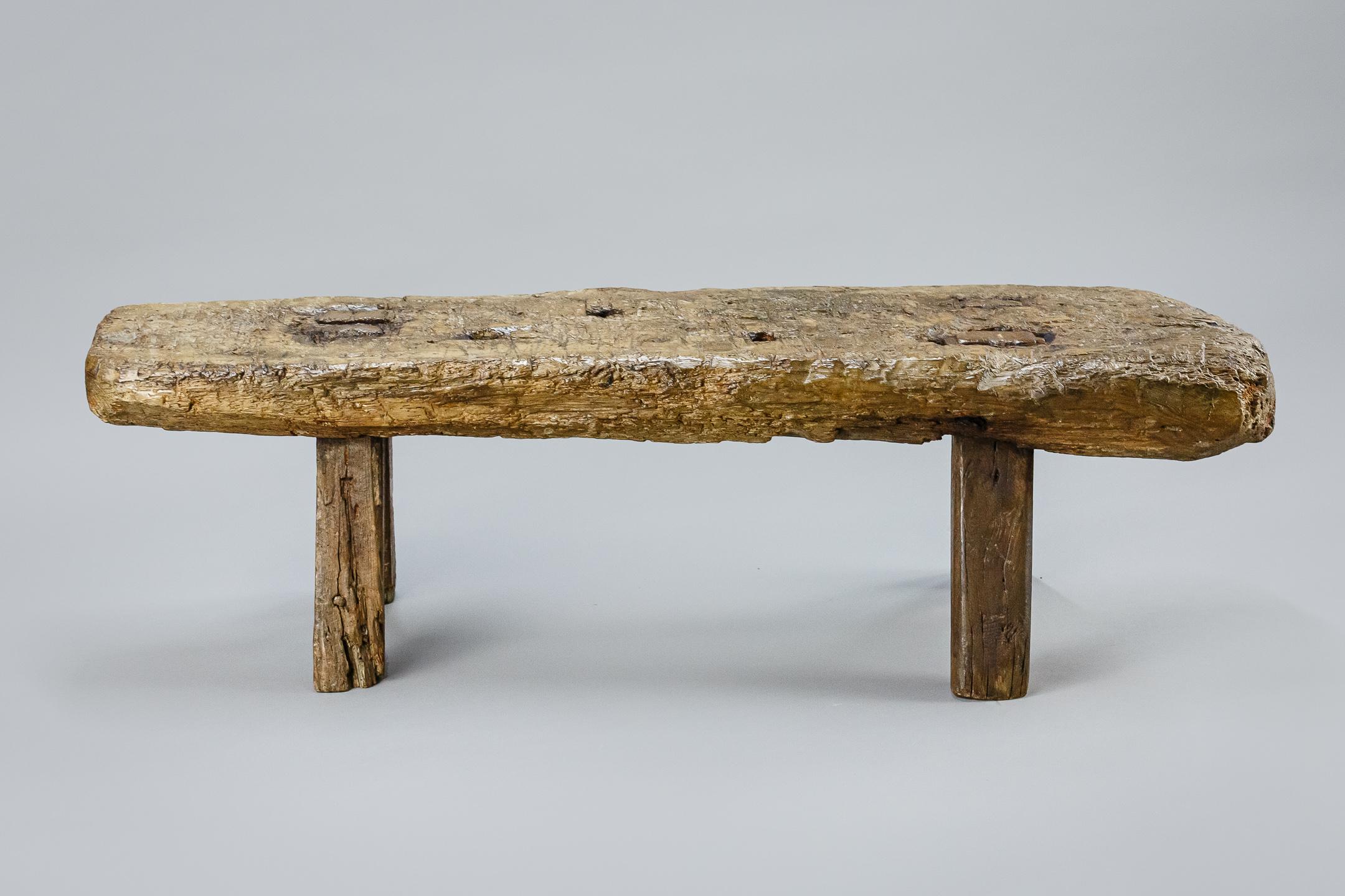 19th century pig bench. Welsh. Heavily used and patinated. Evidence of historical worm. Circa 1880.