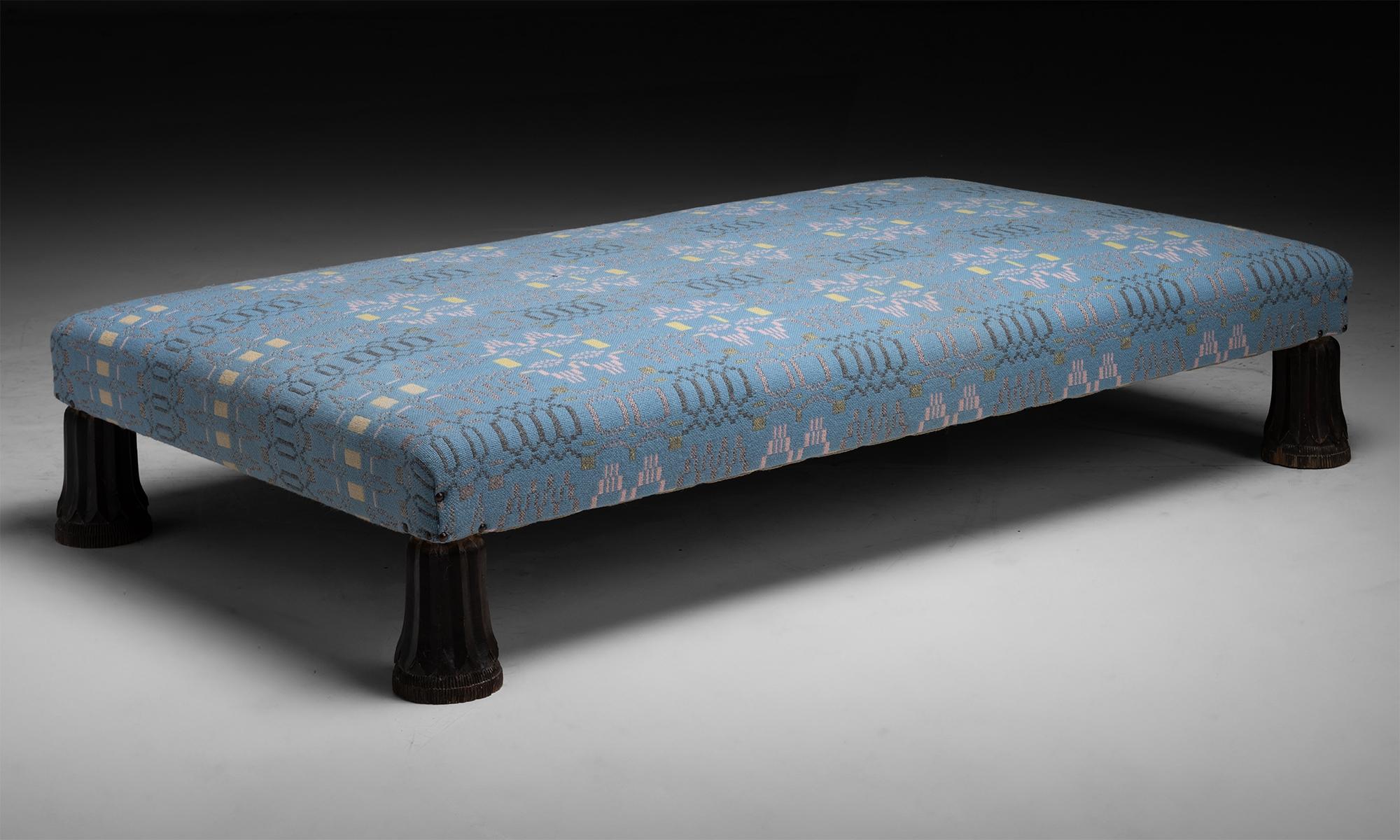 Welsh Blanket Ottoman
England circa 1900
Newly upholstered in a welsh blanket, on 18th century Indian Lotus Leaf carved feet.
59