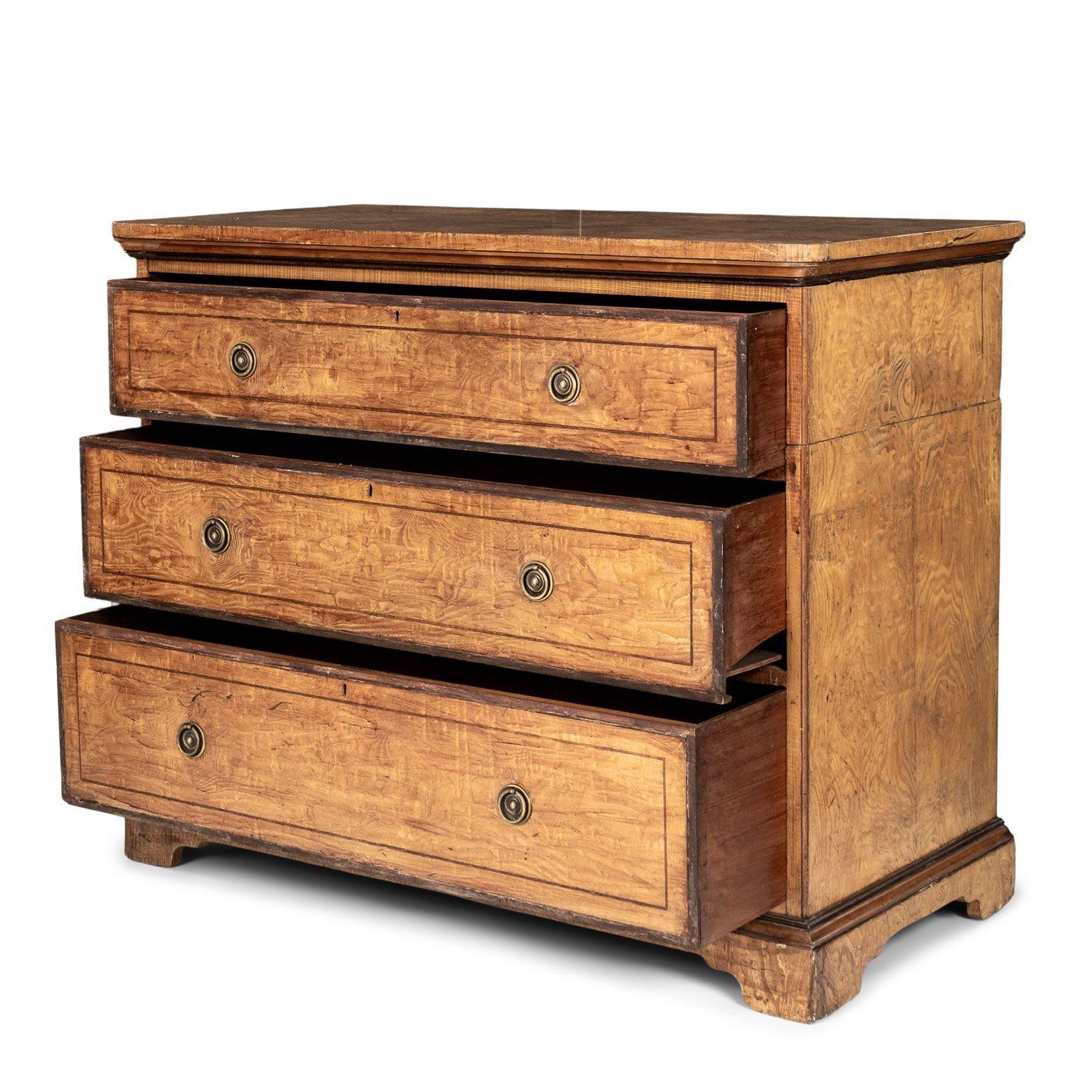 Neoclassical Welsh Burl Ash Chest For Sale