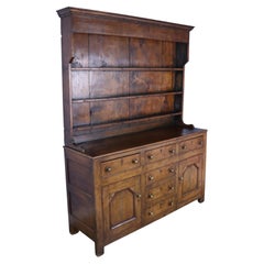 Antique Welsh Country Oak Dresser, Original Hardware
