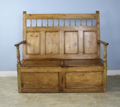 Welsh Country Pine Box Settle in Fruitwood