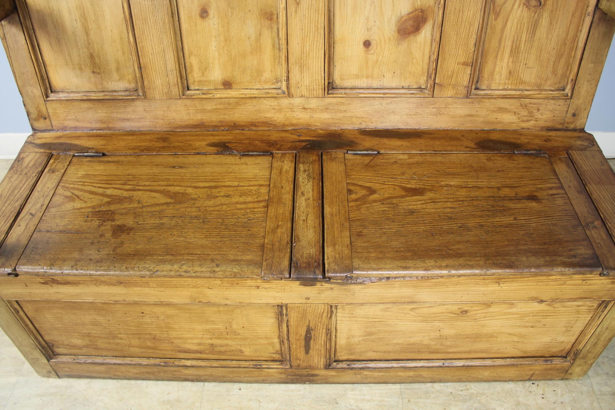 Welsh Country Pine Box Settle in Fruitwood For Sale 5