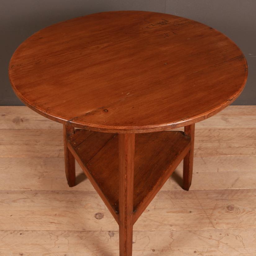 Antique Welsh pine cricket table, 1840

Dimensions:
30 inches (76 cms) high
30 inches (76 cms) diameter.

 