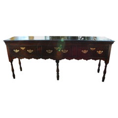 Welsh George II Period Oak Three Drawer Dresser with Turned Legs