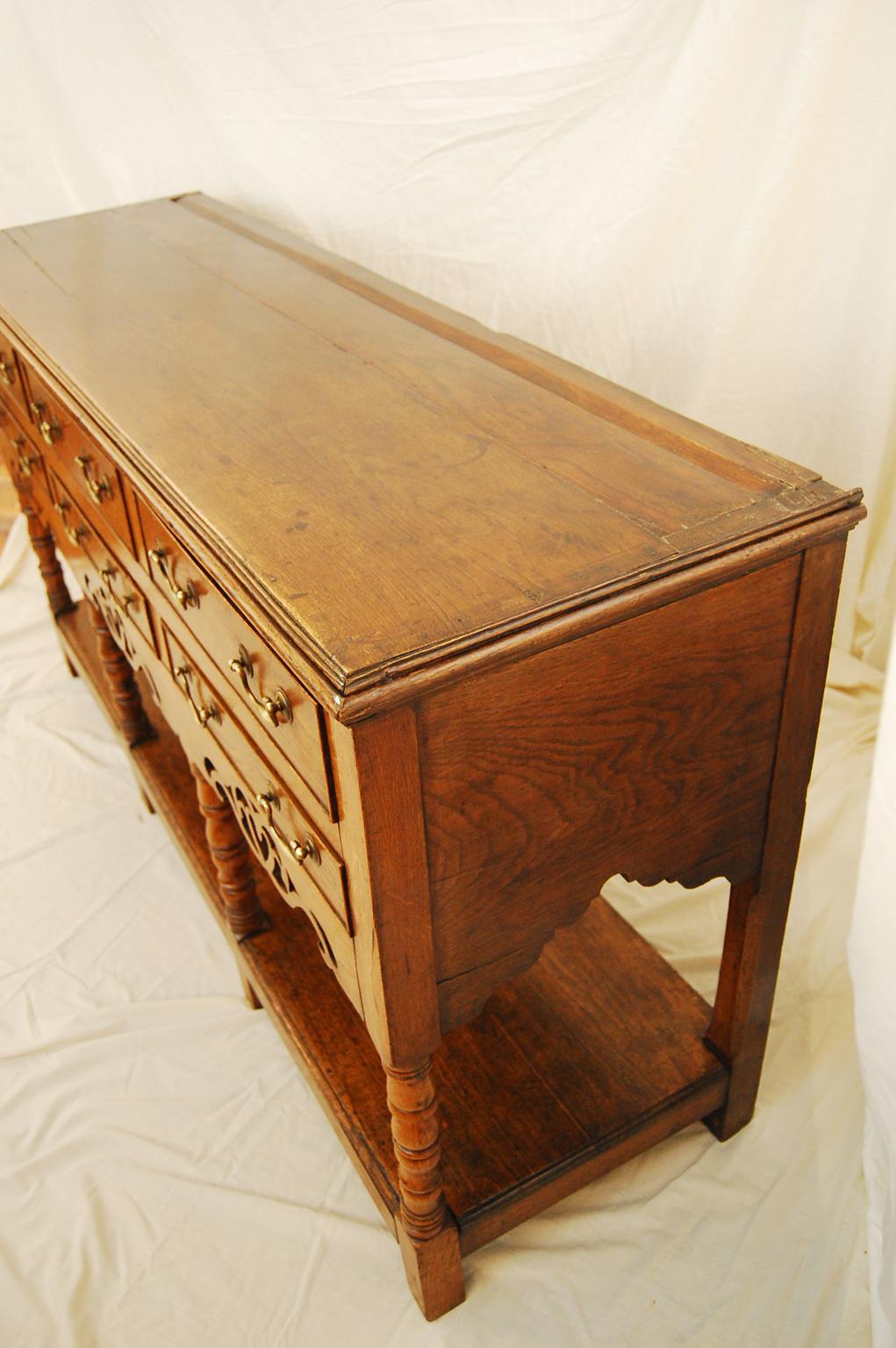 Welsh Oak Potboard Dresser Base with Pierced Skirt Five Feet