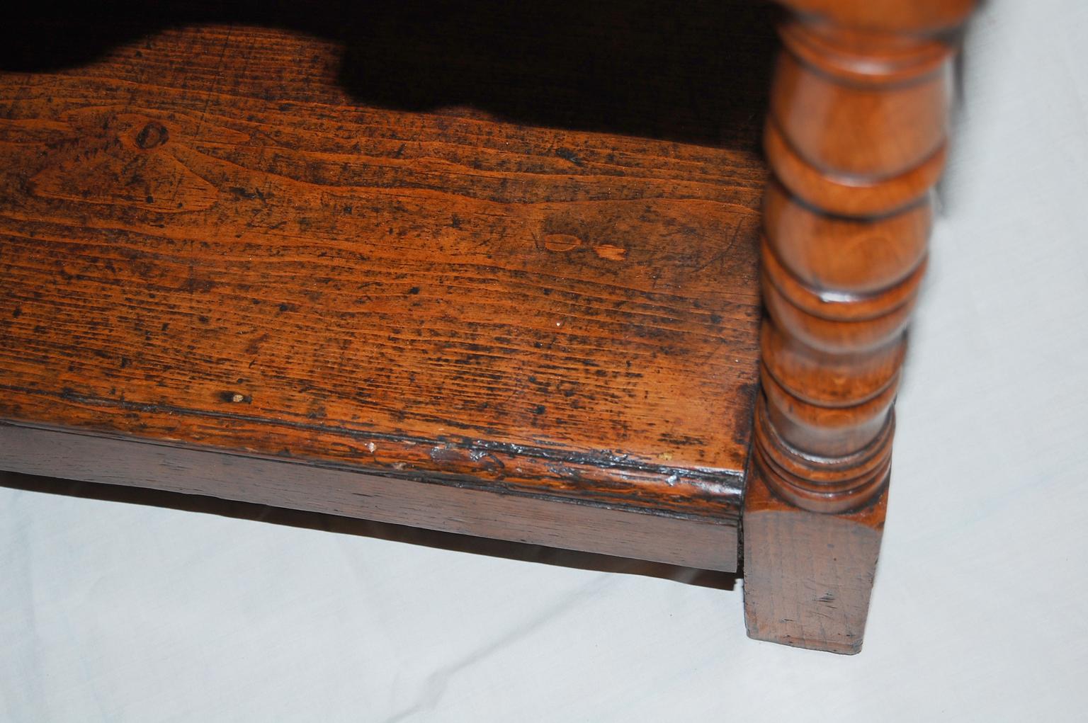 18th Century Welsh Georgian Oak Potboard Dresser Base with Pierced Skirt Five Feet Long