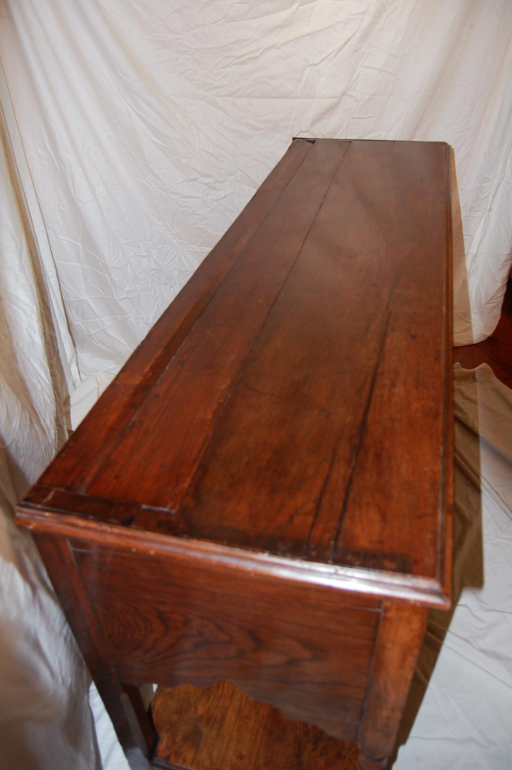 Welsh Georgian Oak Potboard Dresser Base with Pierced Skirt Five Feet Long 1