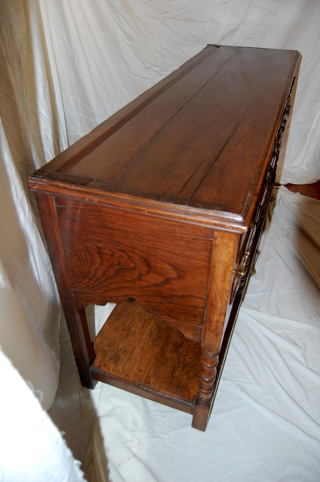 Welsh Georgian Oak Potboard Dresser Base with Pierced Skirt Five Feet Long 2