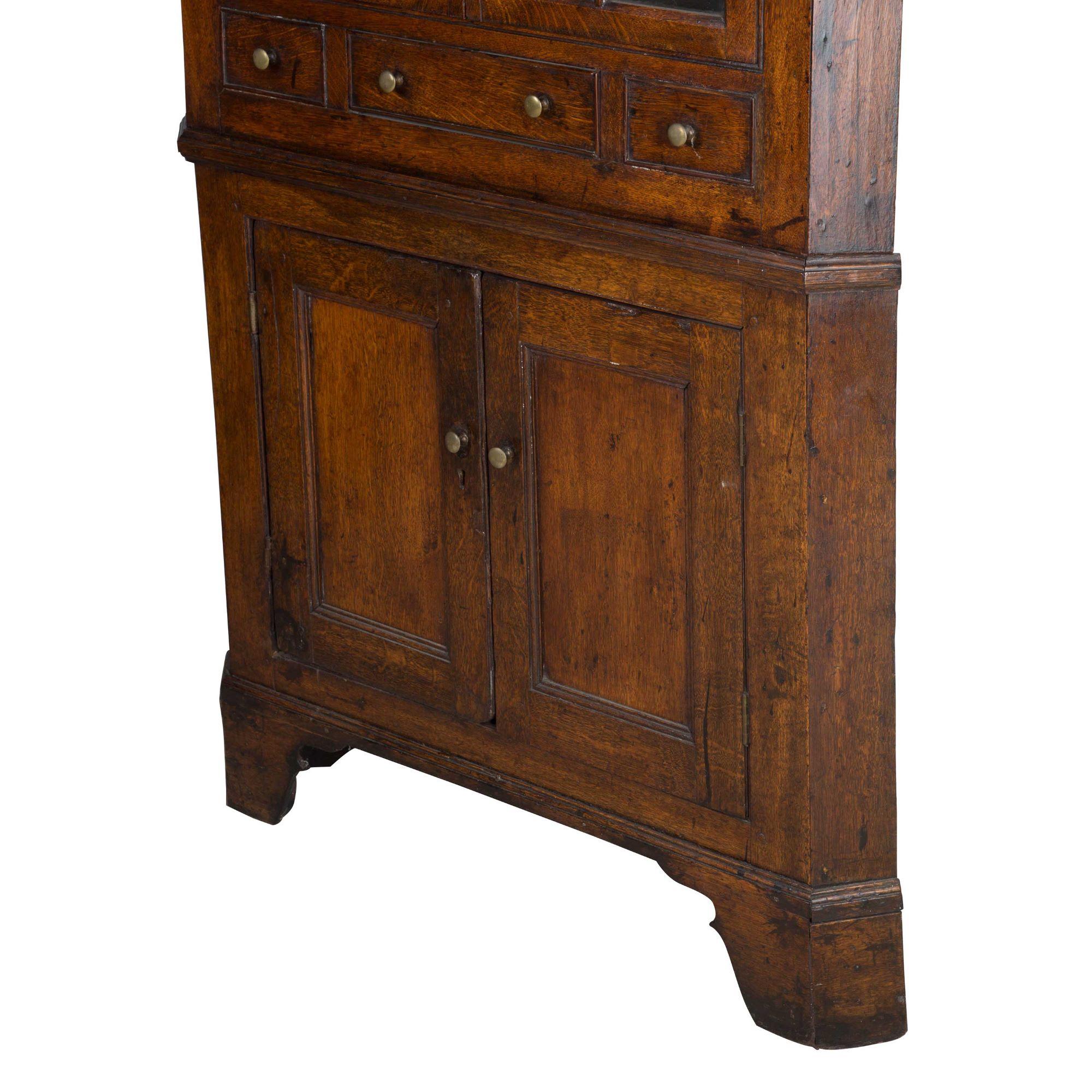 Late 18th Century Welsh Glazed Corner Cupboard, circa 1790 For Sale